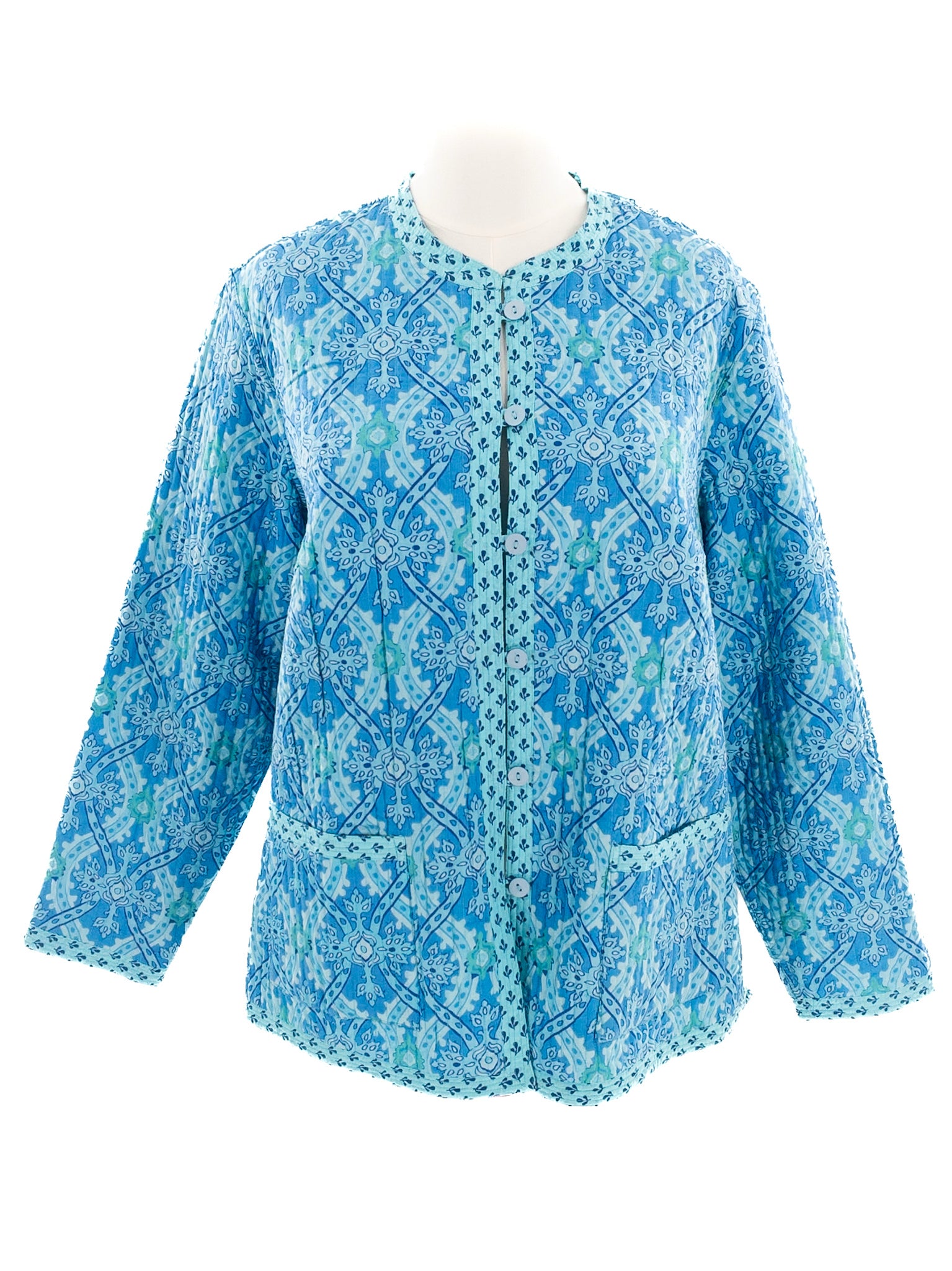 Teal Quilt Cotton Size XL Blazer