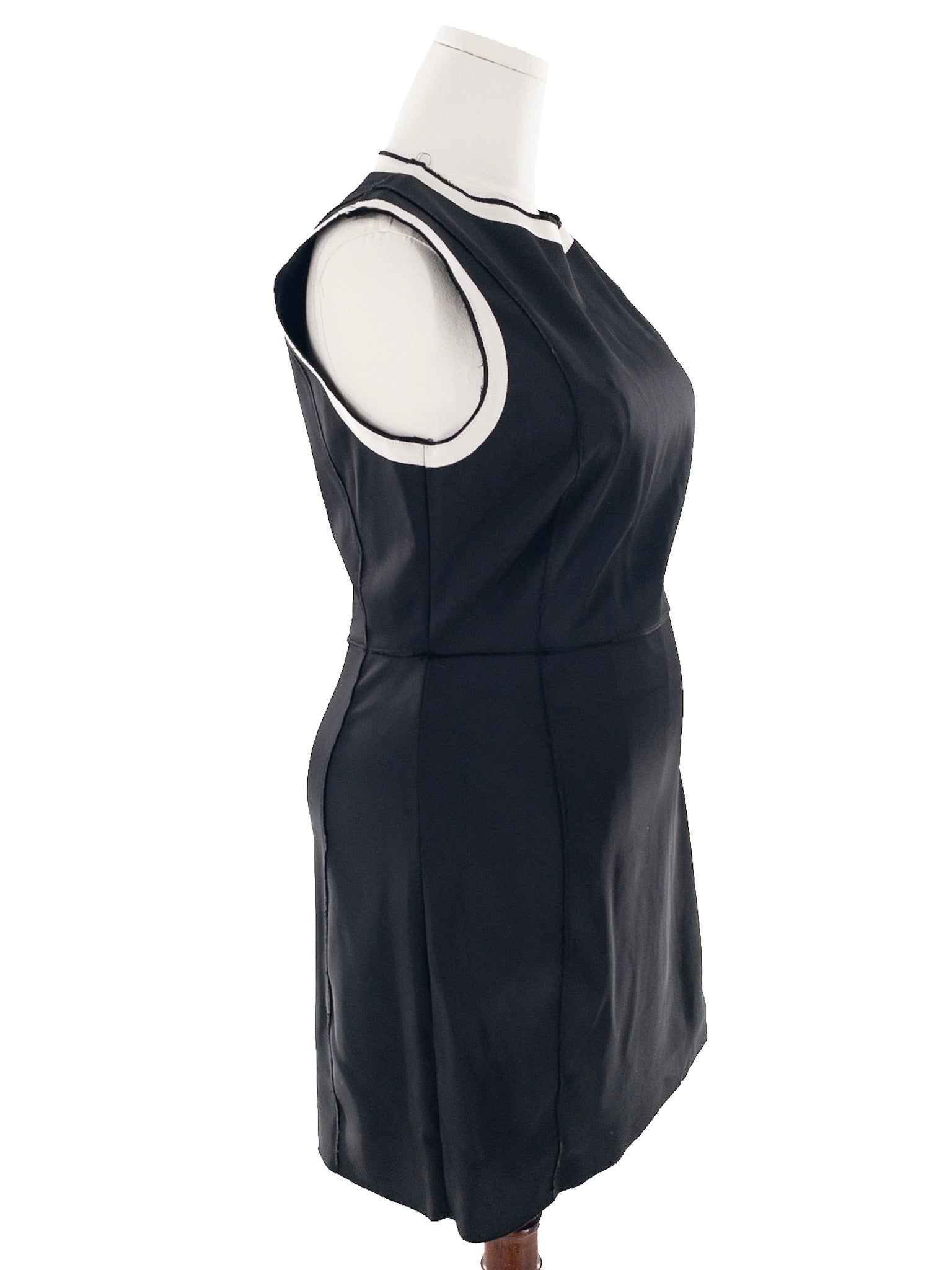 Zara Black Cream Piping Polyester Sleeveless Size L Dress