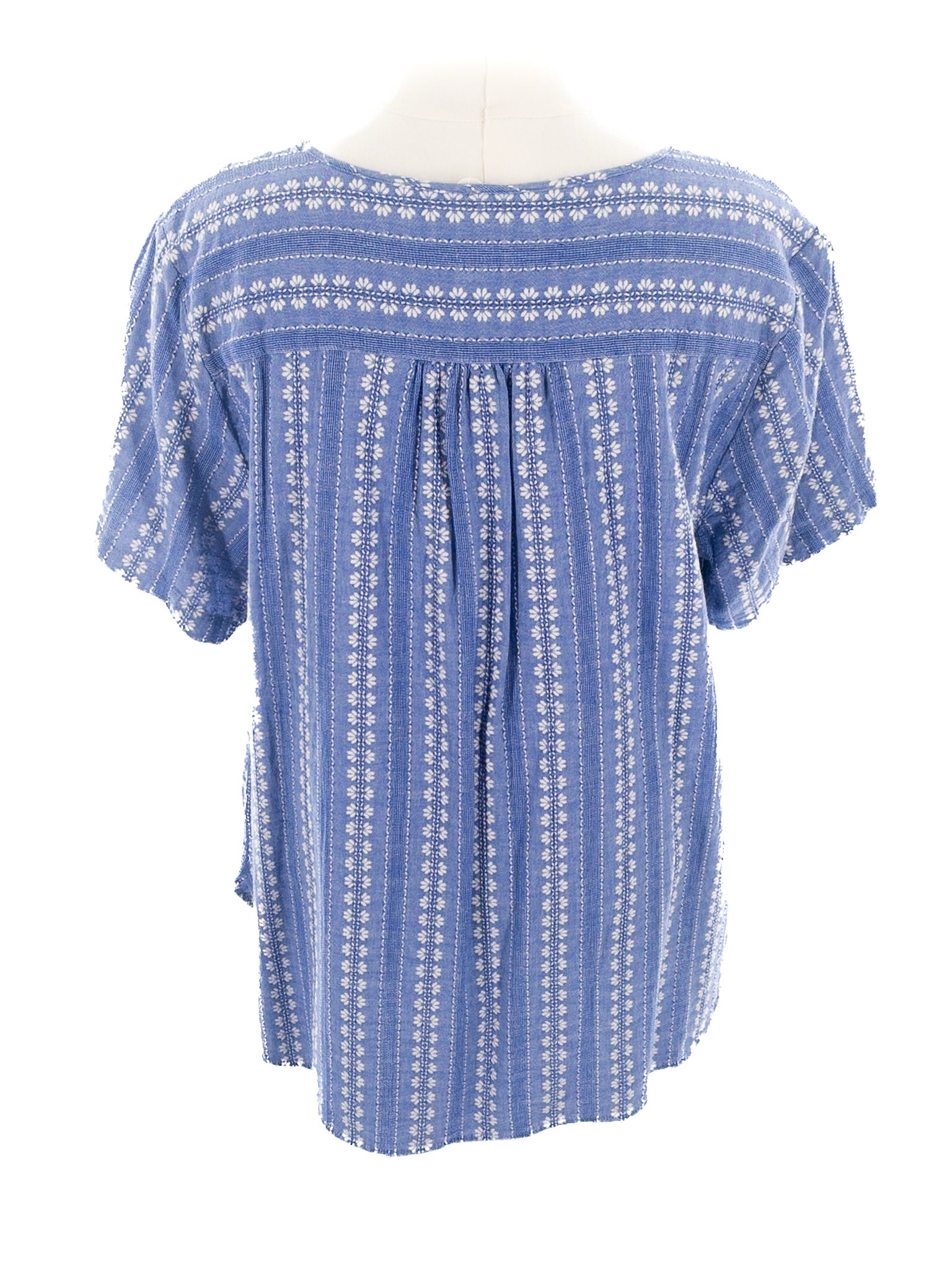 Talbots Periwinkle Embroidered Cotton Short Sleeve Size XLP Blouse