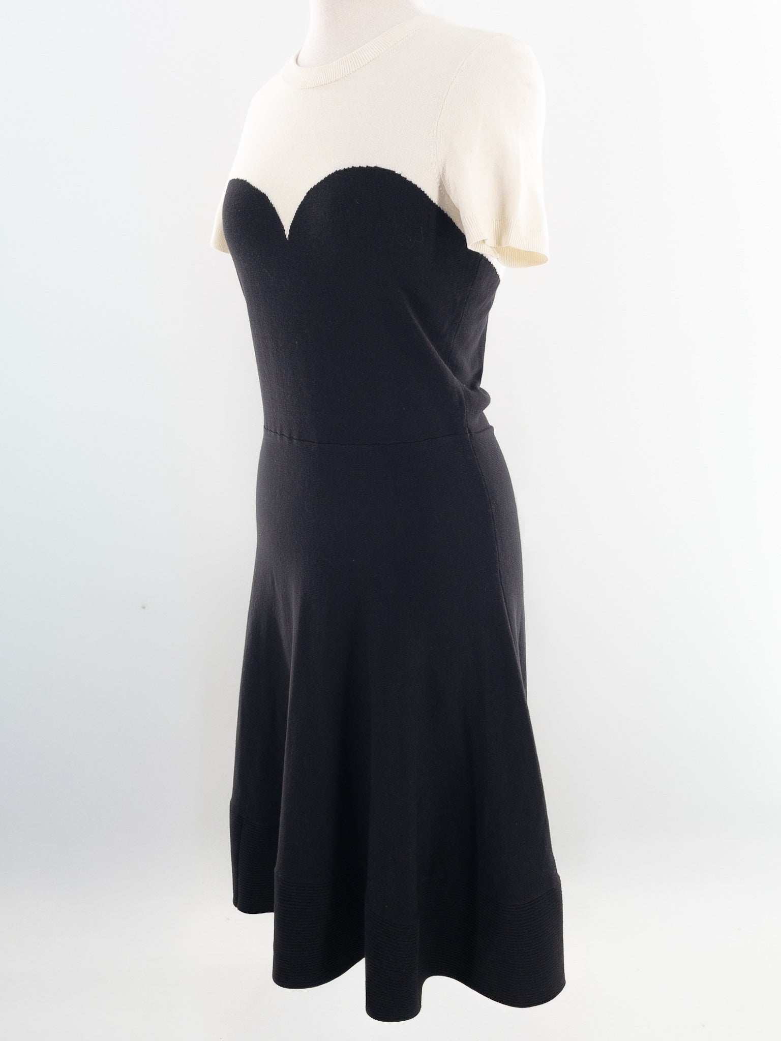 Kate Spade Cream Black Color Block Viscose Blend Short Sleeve Size M Dress