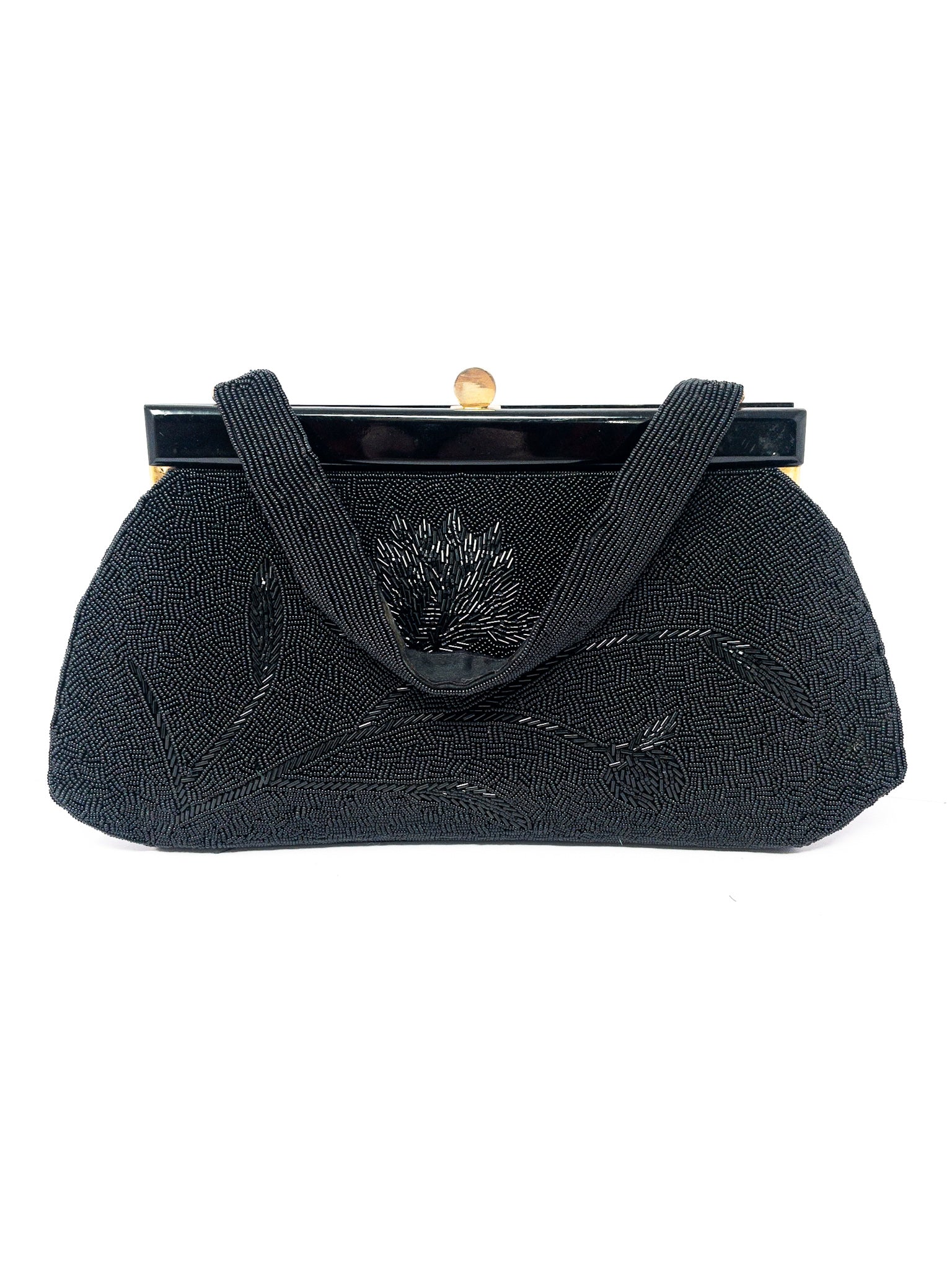 Black Embellished Bamboo Blend Purse