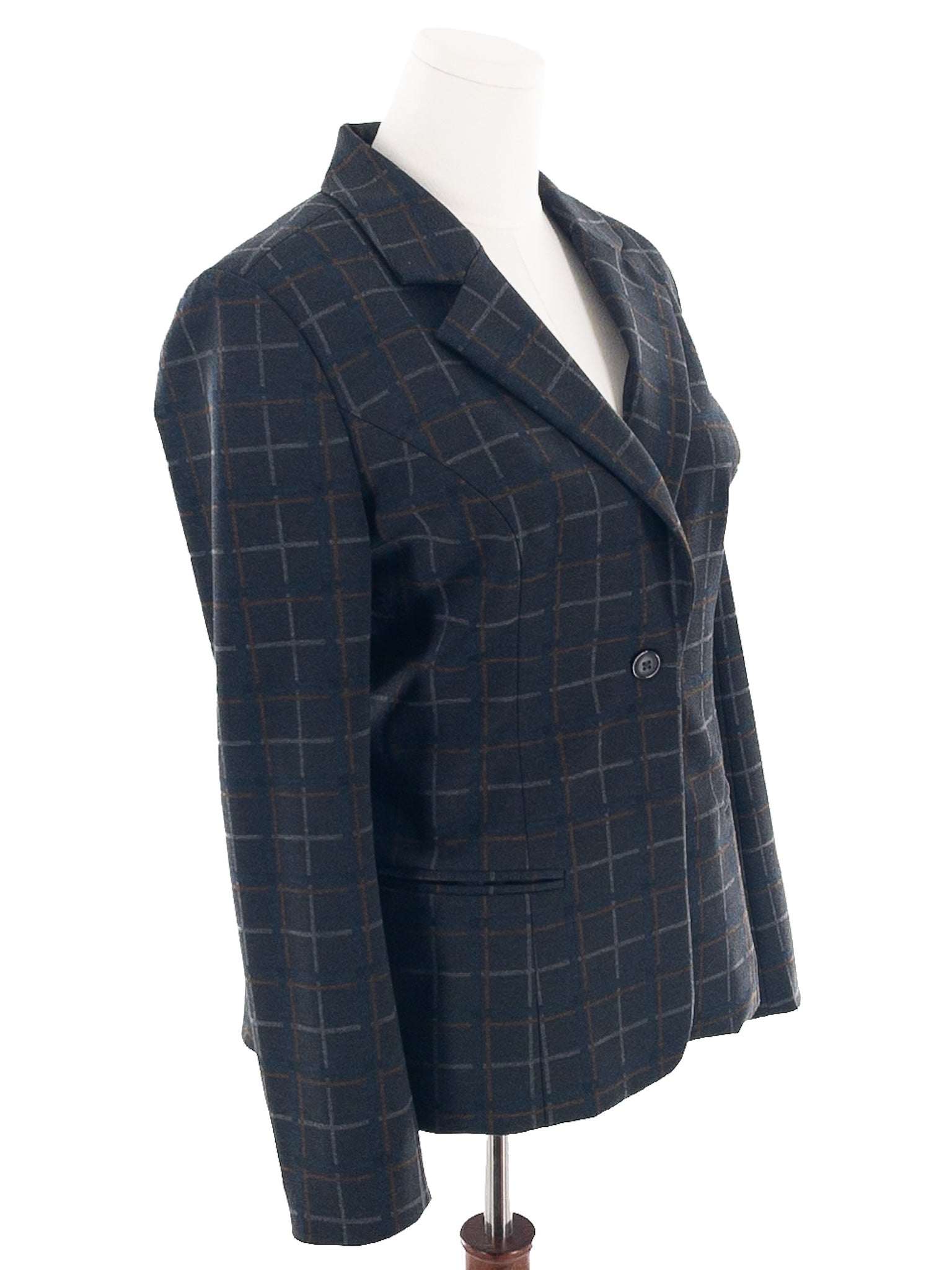 41 Hawthorn Charcoal Multi Plaid Polyester Blend Size L Blazer