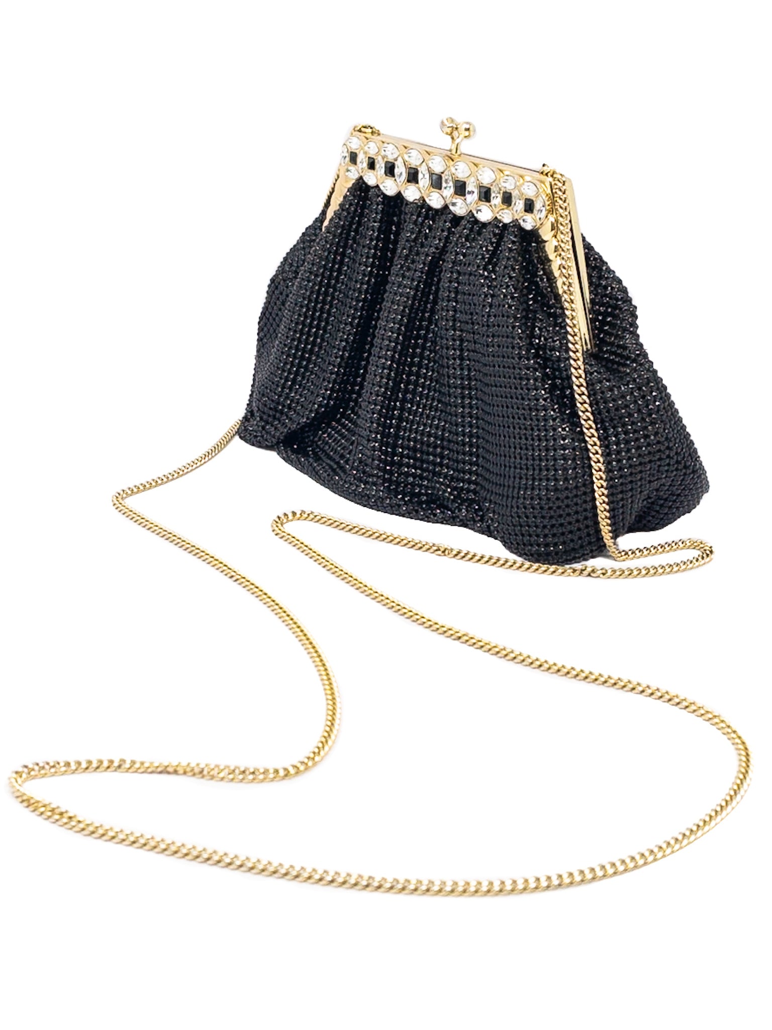 Whiting & Davis Black Gold Embellished Beaded Purse