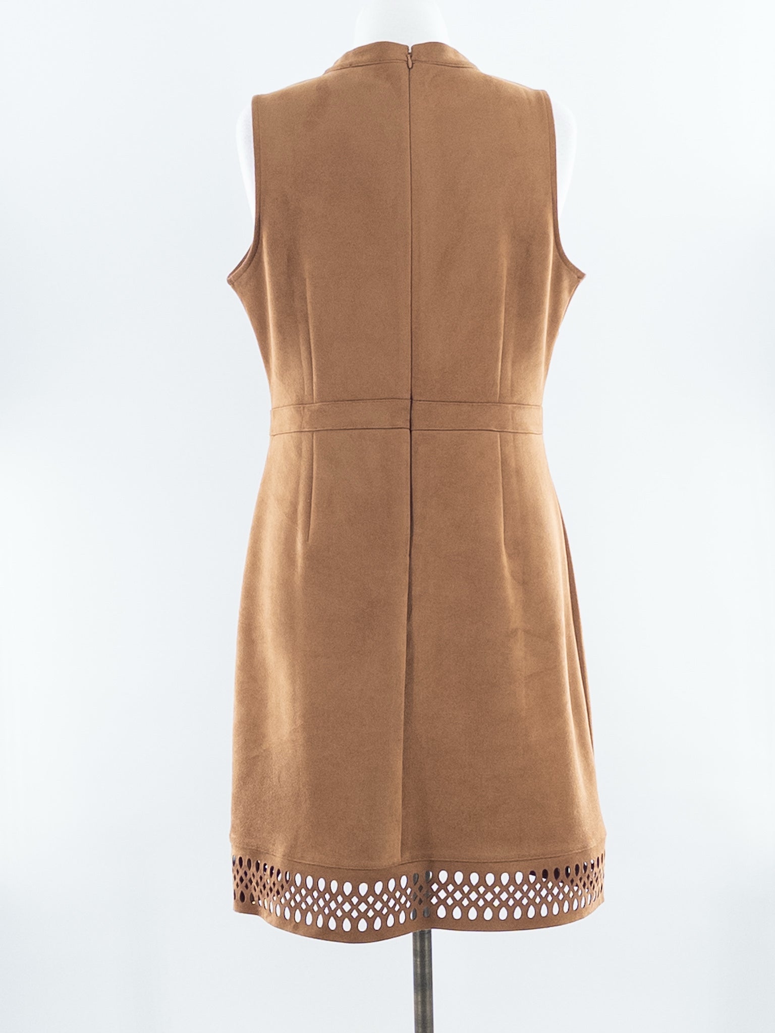 Ann Taylor Cognac Faux Suede Polyester Blend Sleeveless Size 14P Dress