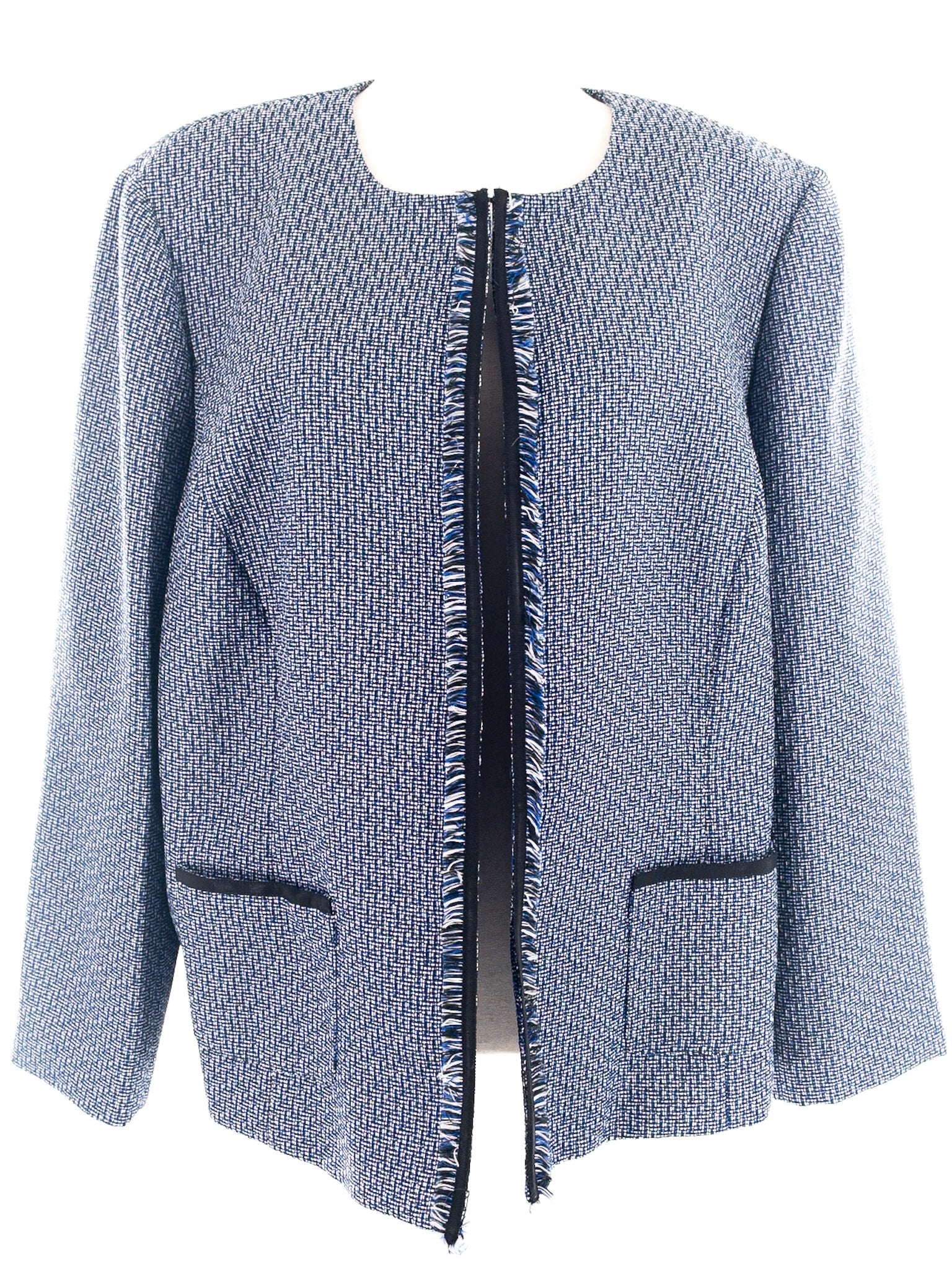 Tahari Blue White Tweed Polyester Size 22W Blazer