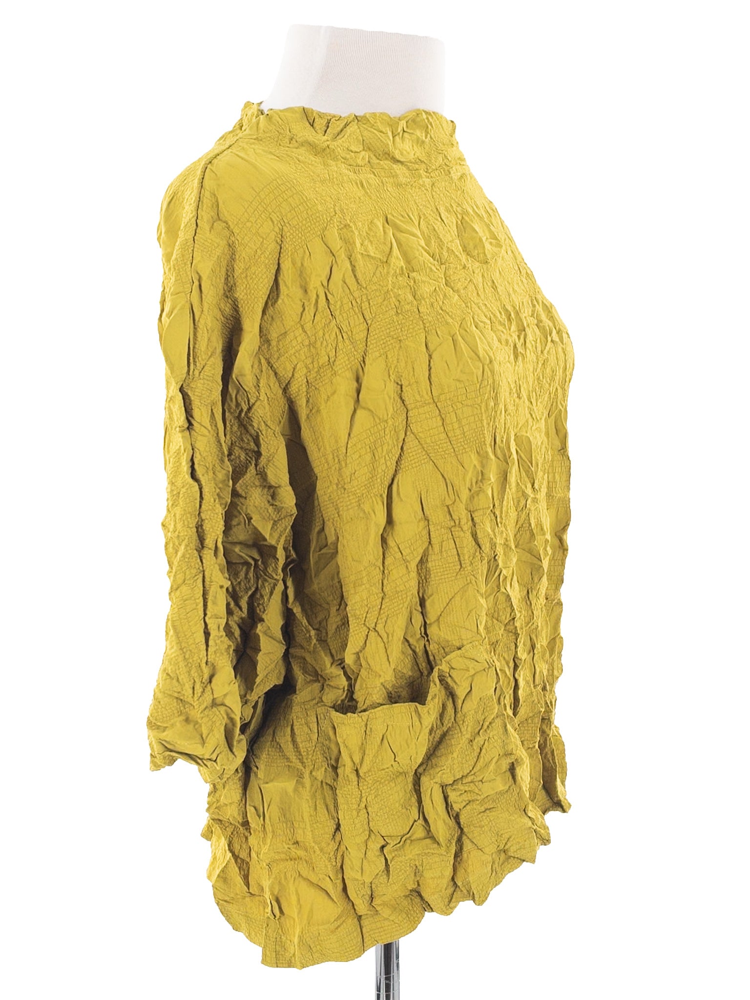 Chalet Chartreuse Crinkle Polyester Short Sleeve Size XS Blouse