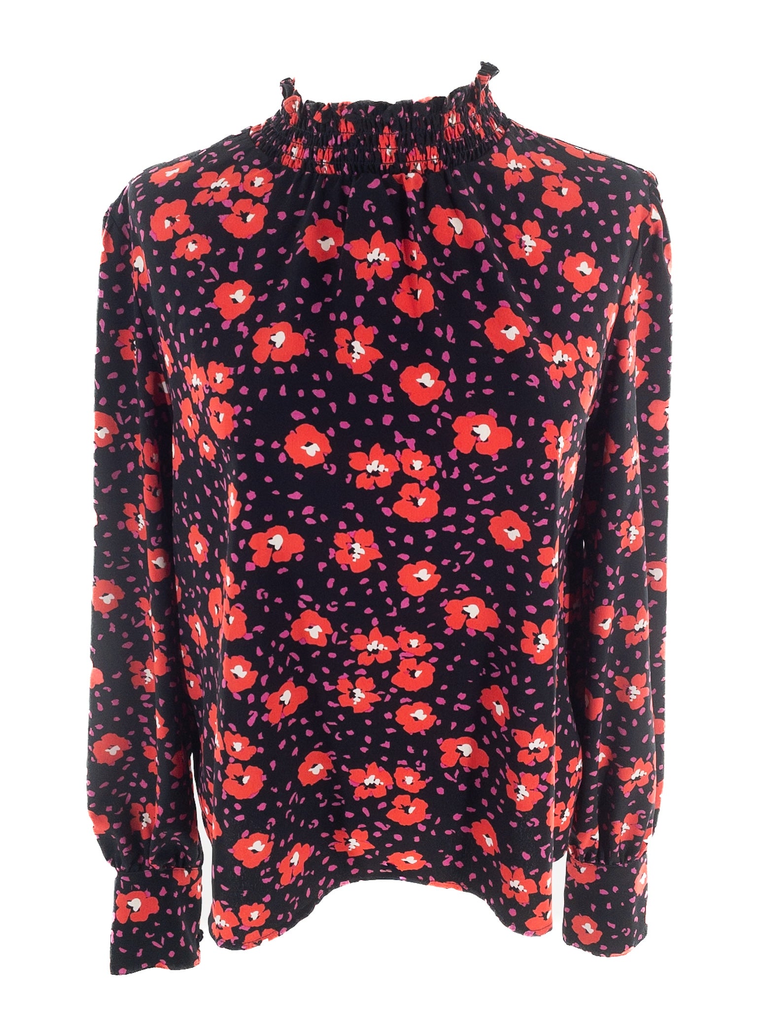 Sanctuary Black Coral Floral Polyester Long Sleeve Size XS Blouse