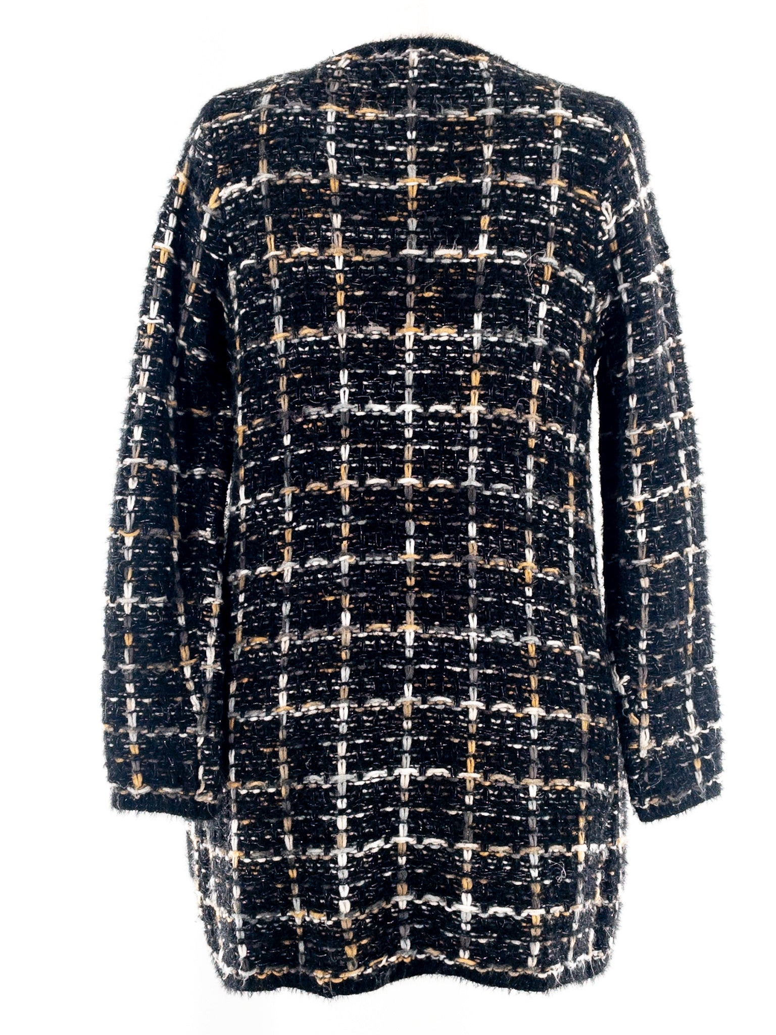Cocobleu Black White Tweed Acrylic Blend Size M Cardigan