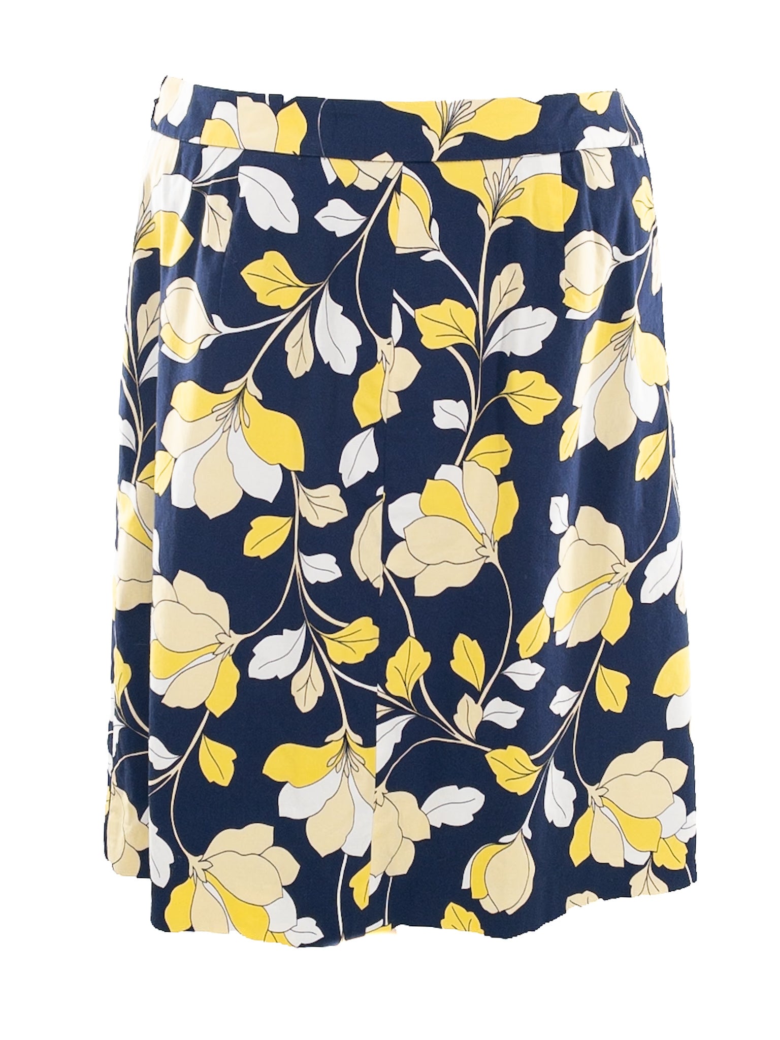 Talbots Navy Yellow Floral Cotton Blend Size 6P Skirt