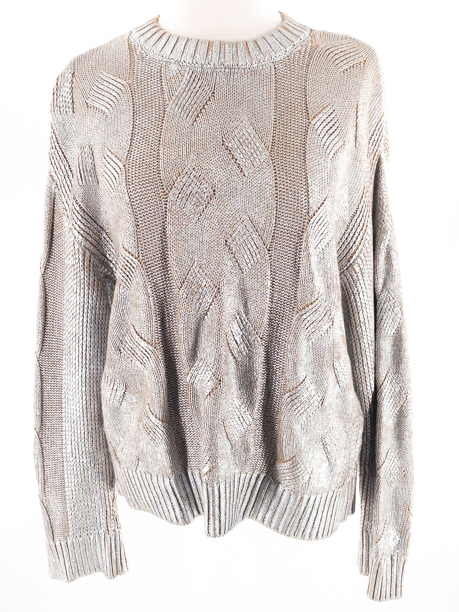 Pistola Tan Silver Cable Cotton Size S Sweaters