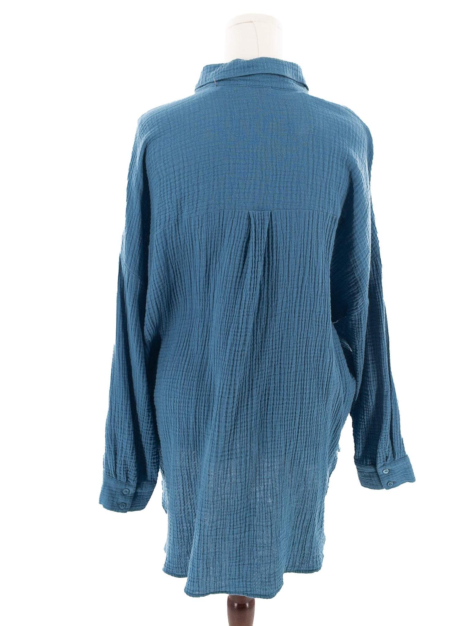 Eileen Fisher smoke blue Organic Cotton Long Sleeve Size XXL Blouse