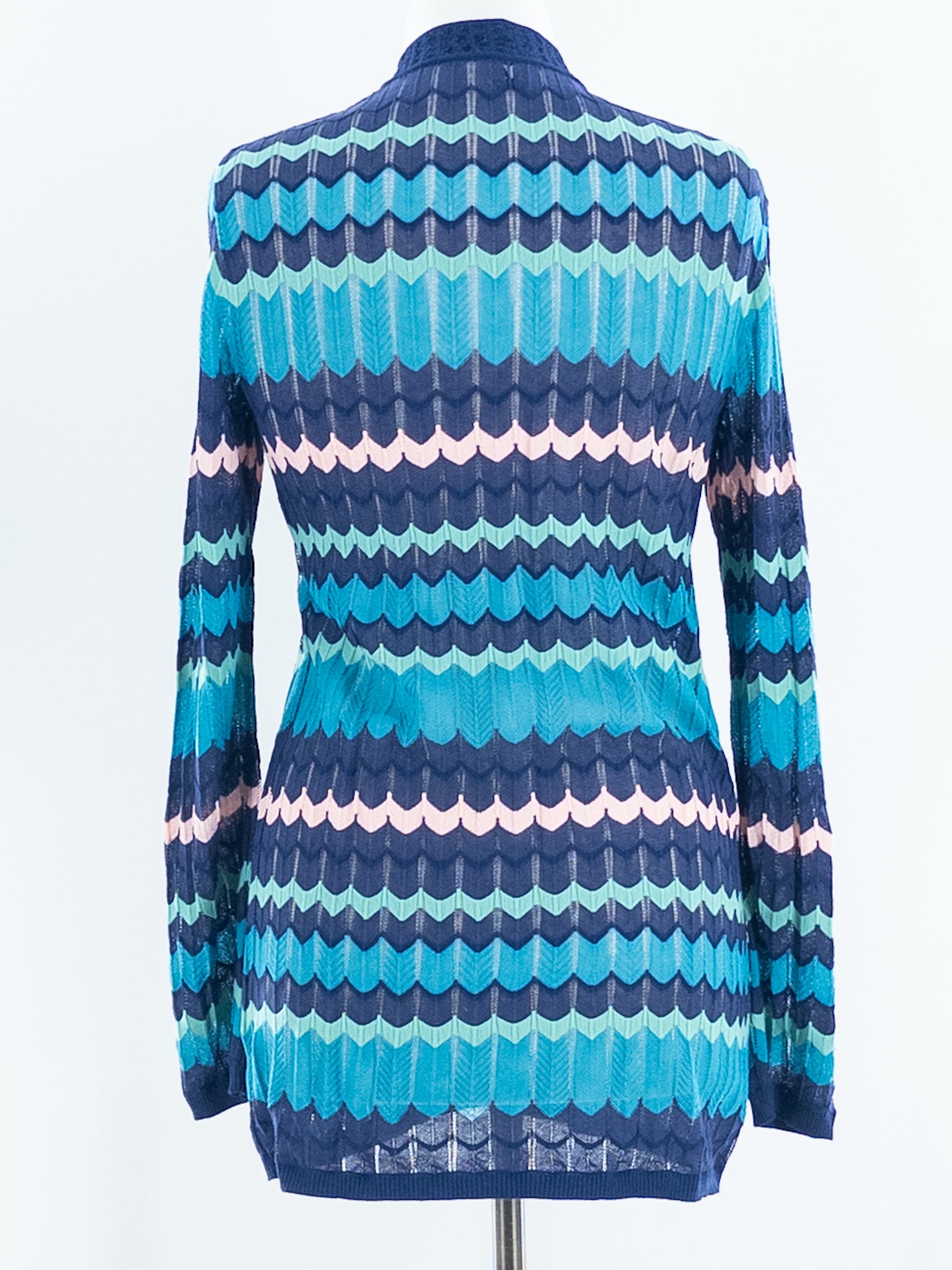 Missoni Blue Multi Stripe Viscose Blend Size L Cardigan