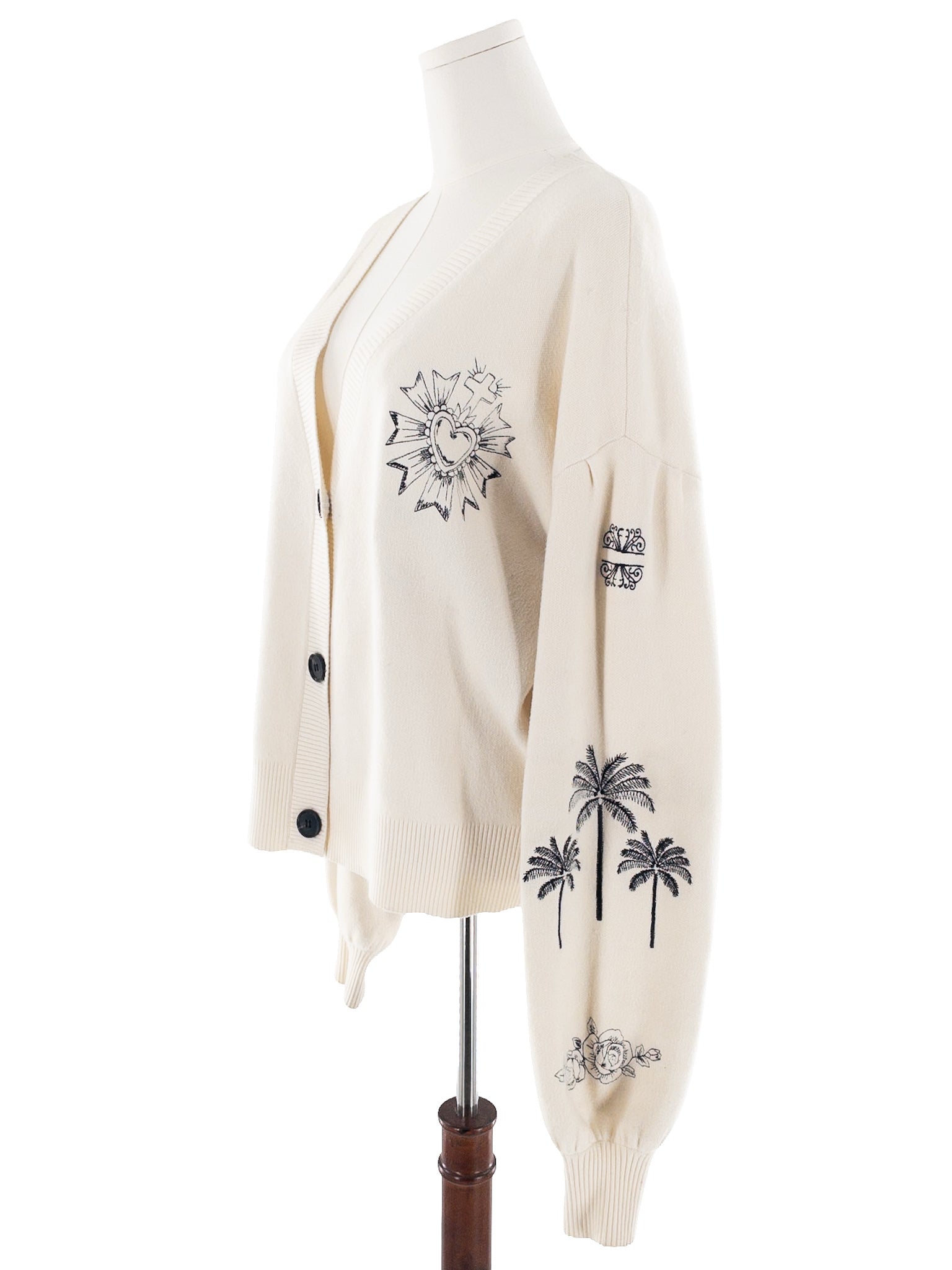 Never Fully Dressed Cream Embroidered Viscose Blend Size xxxl Cardigan