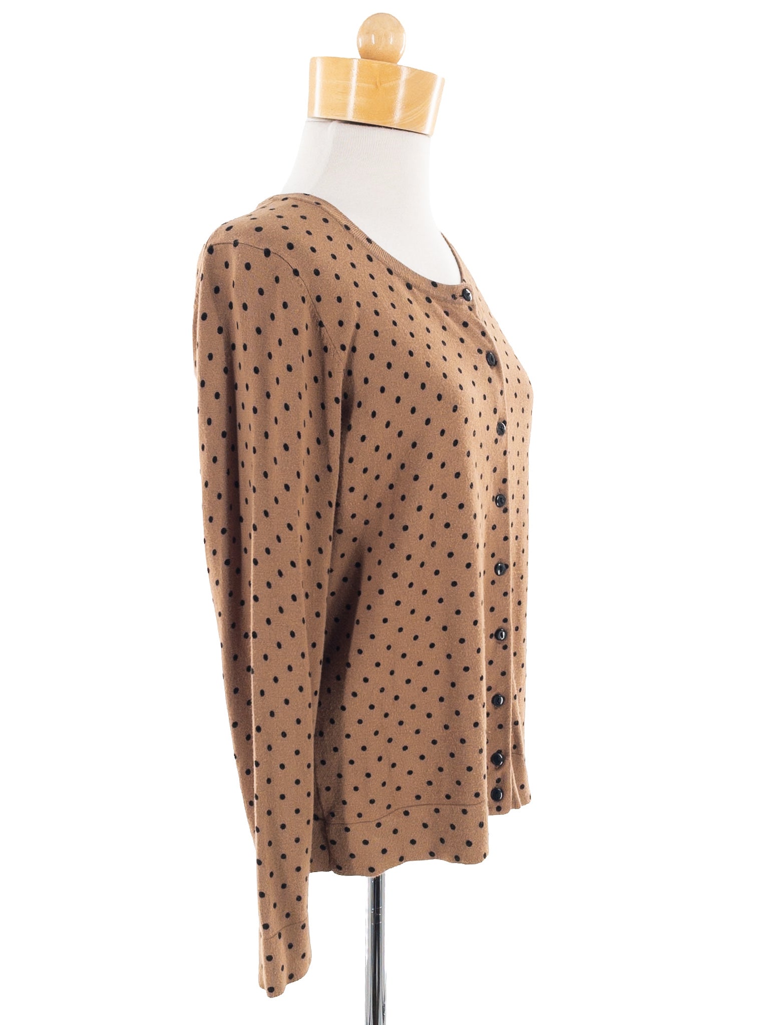Charter Club Tan Black Polka Dot Nylon Blend Size S Cardigan