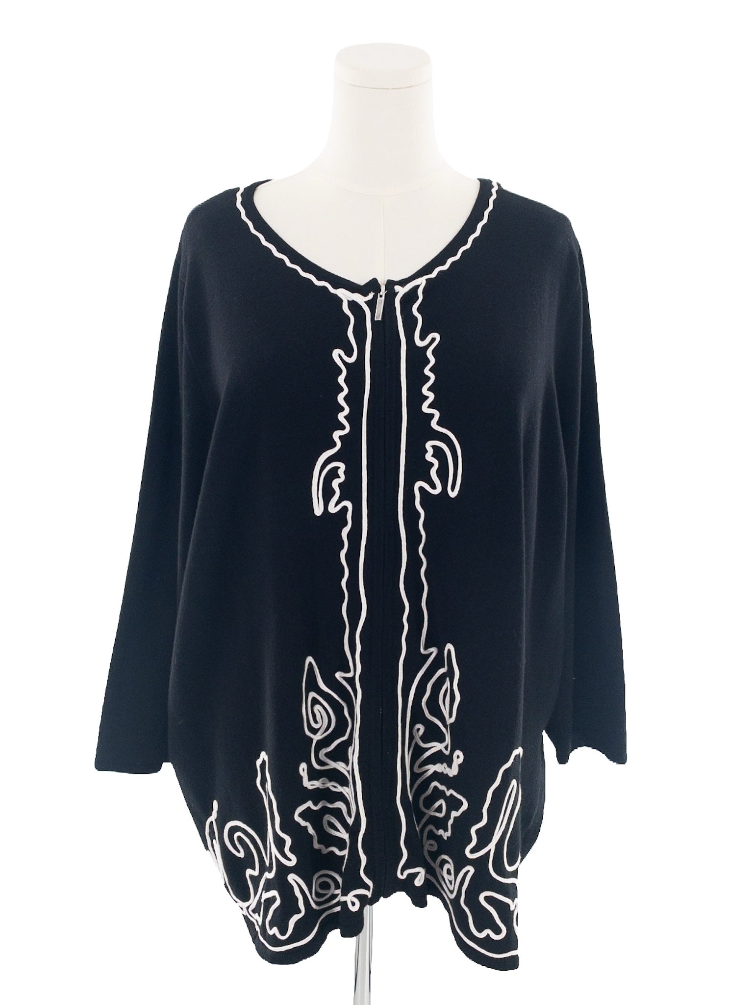 Evolution Black White Soutache Rayon Blend Size 3X Cardigan
