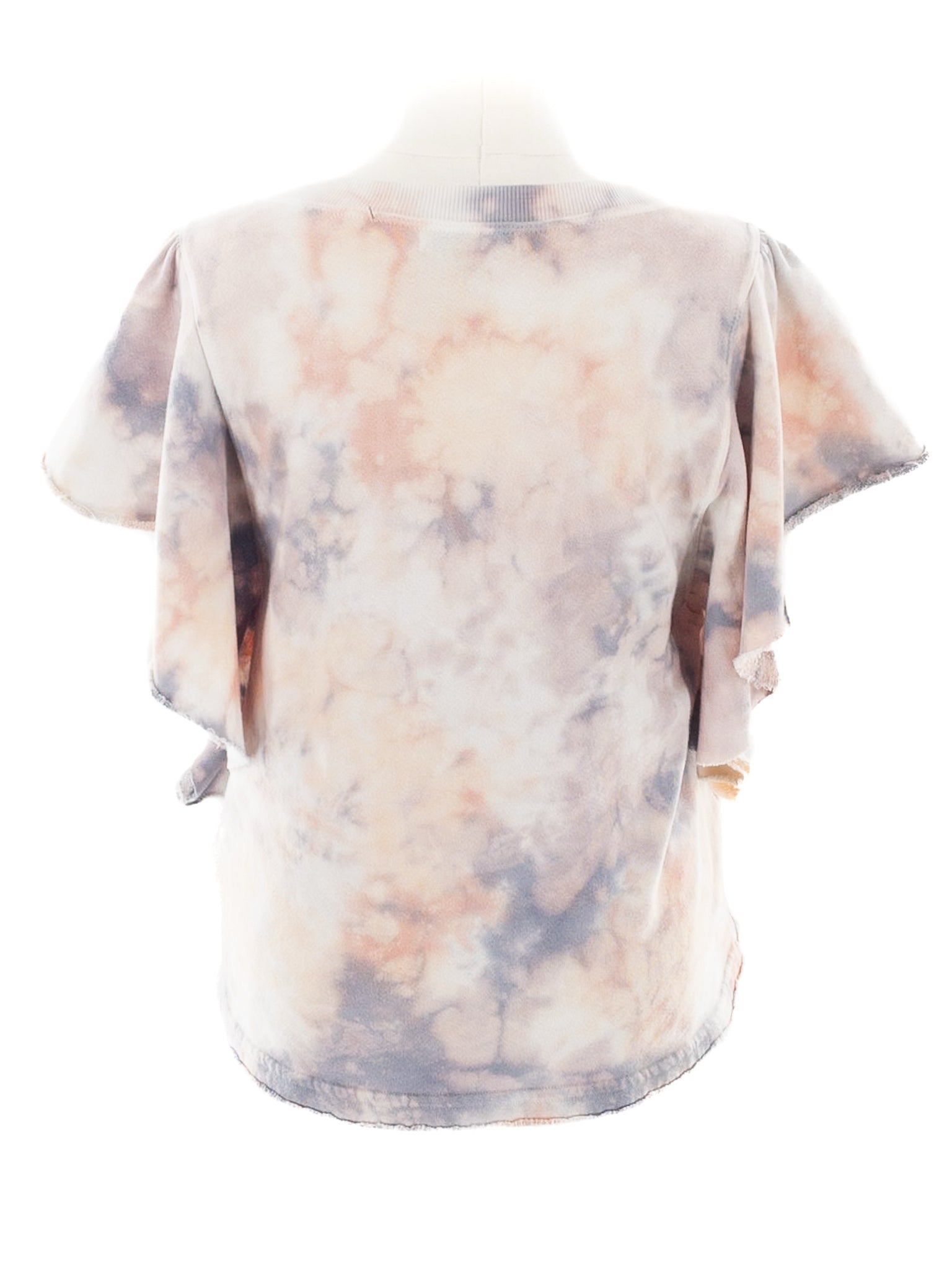 Michael Stars Cream Blue Tie Dyed Cotton Blend Sweatshirt