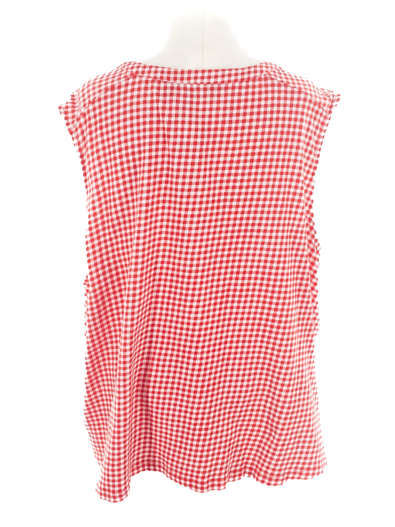 Lands End Red White Gingham Cotton Blend Sleeveless Size 2X T Shirt