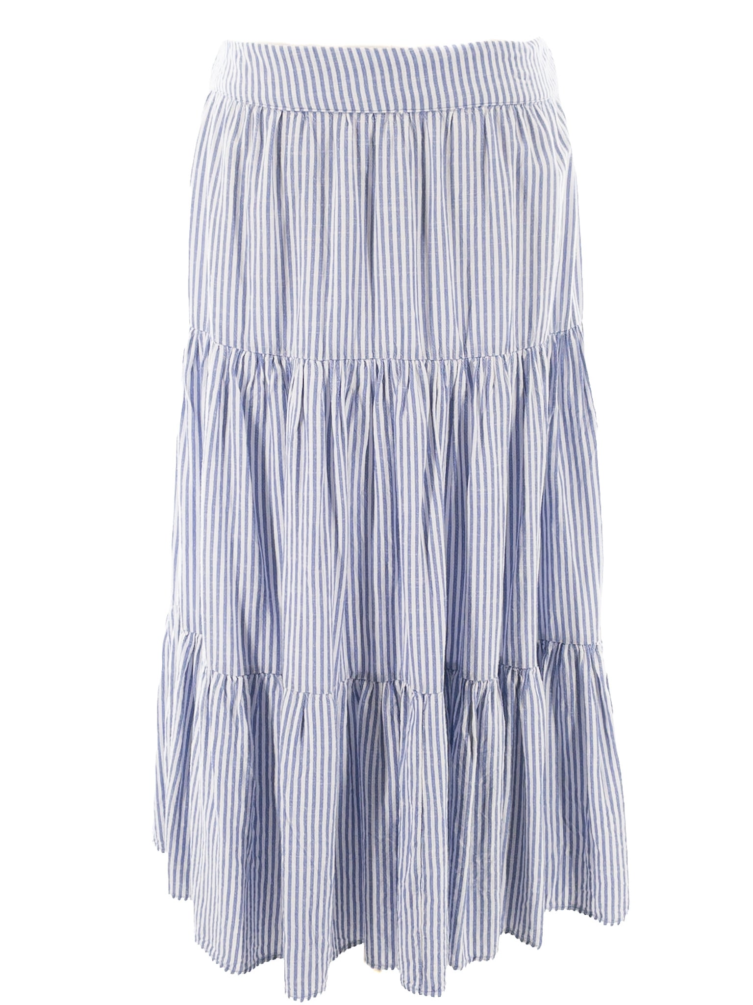 Lauren Conrad Blue White Pinstripe Rayon Blend Size L Skirt