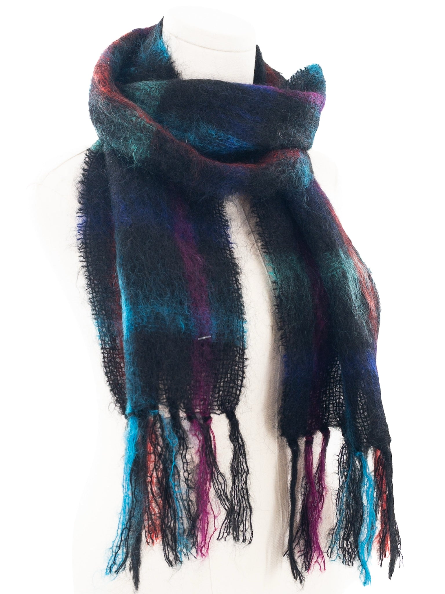 Royal Scot Black Multi Plaid Mohair Scarves