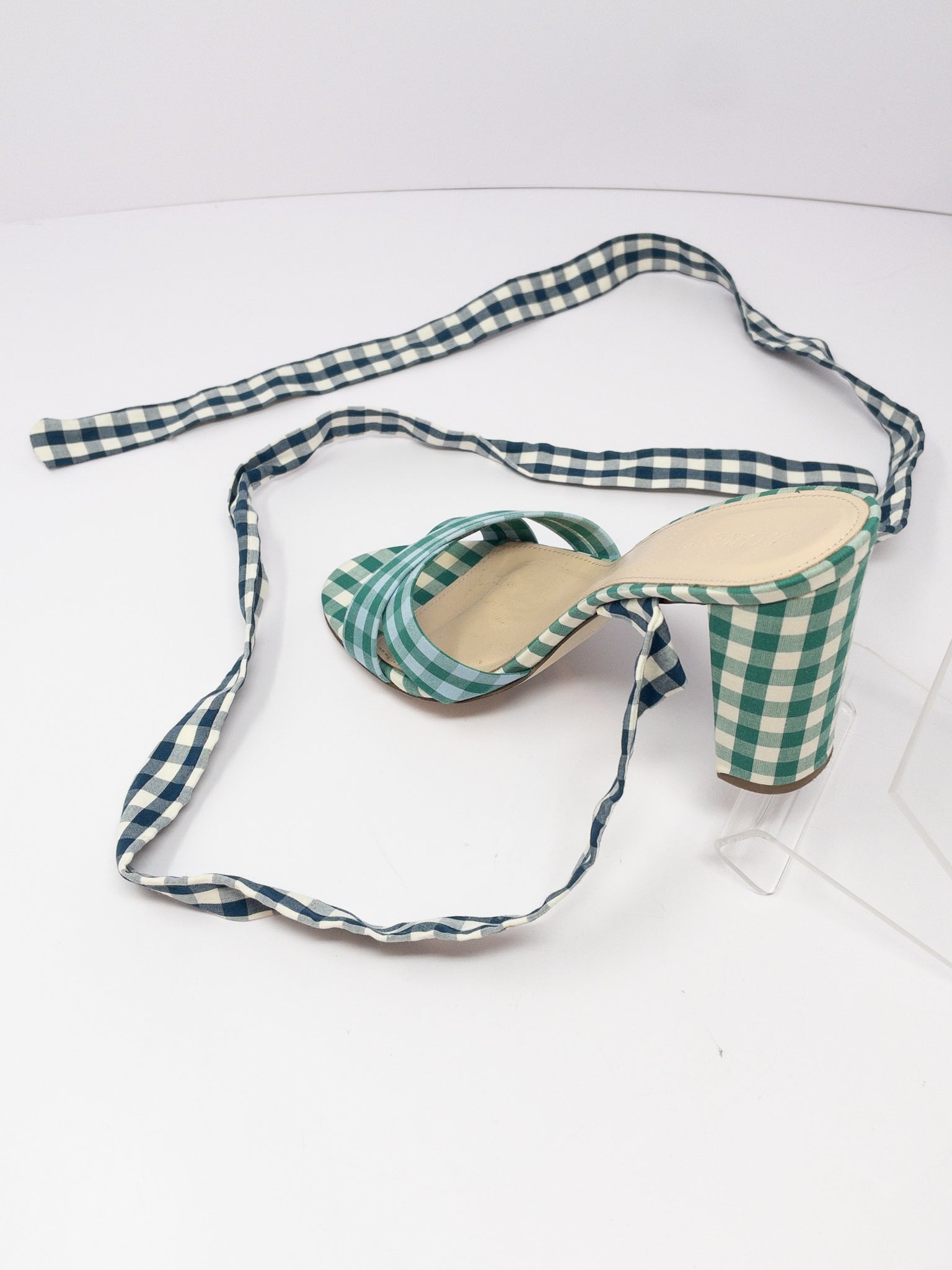 J Crew Green Blue Checkered Fabric 7.5 Shoes