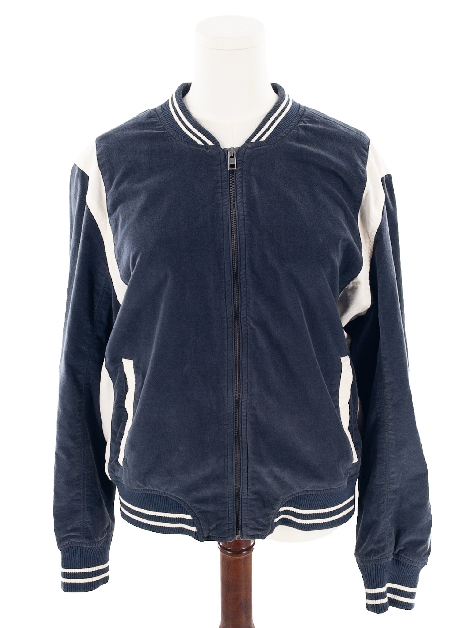 American Eagle Blue White Bomber Faux Suede Size XL Jacket