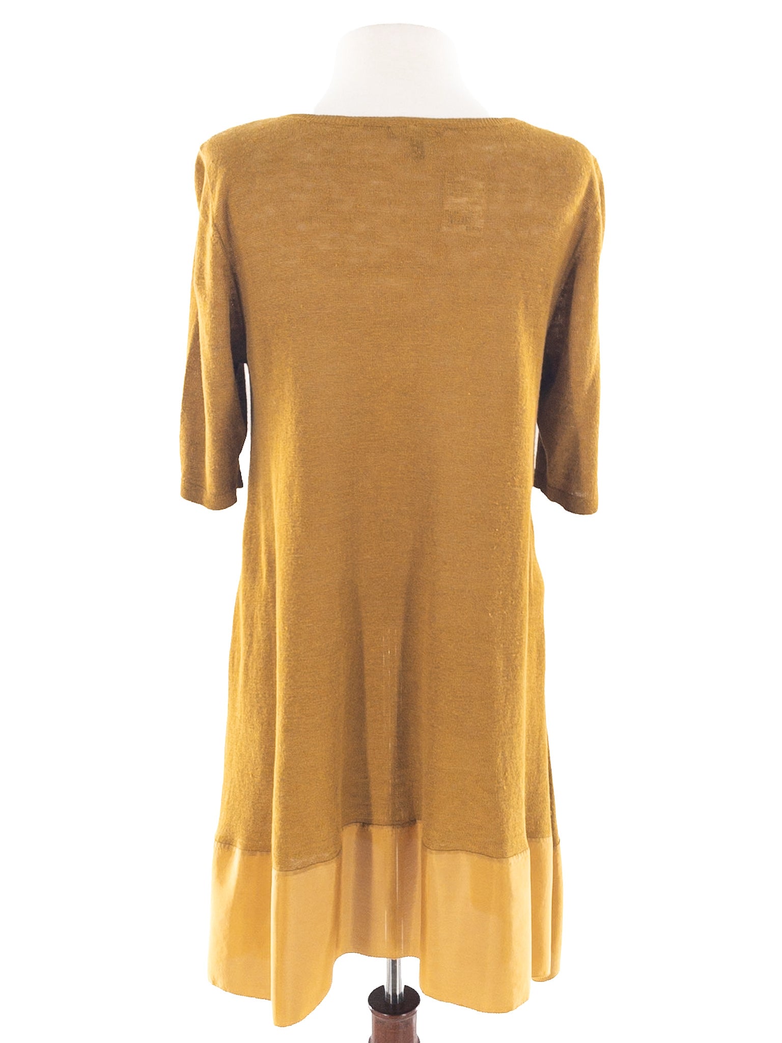 Eileen Fisher Ochre Linen Blend Short Sleeve Size M Dress