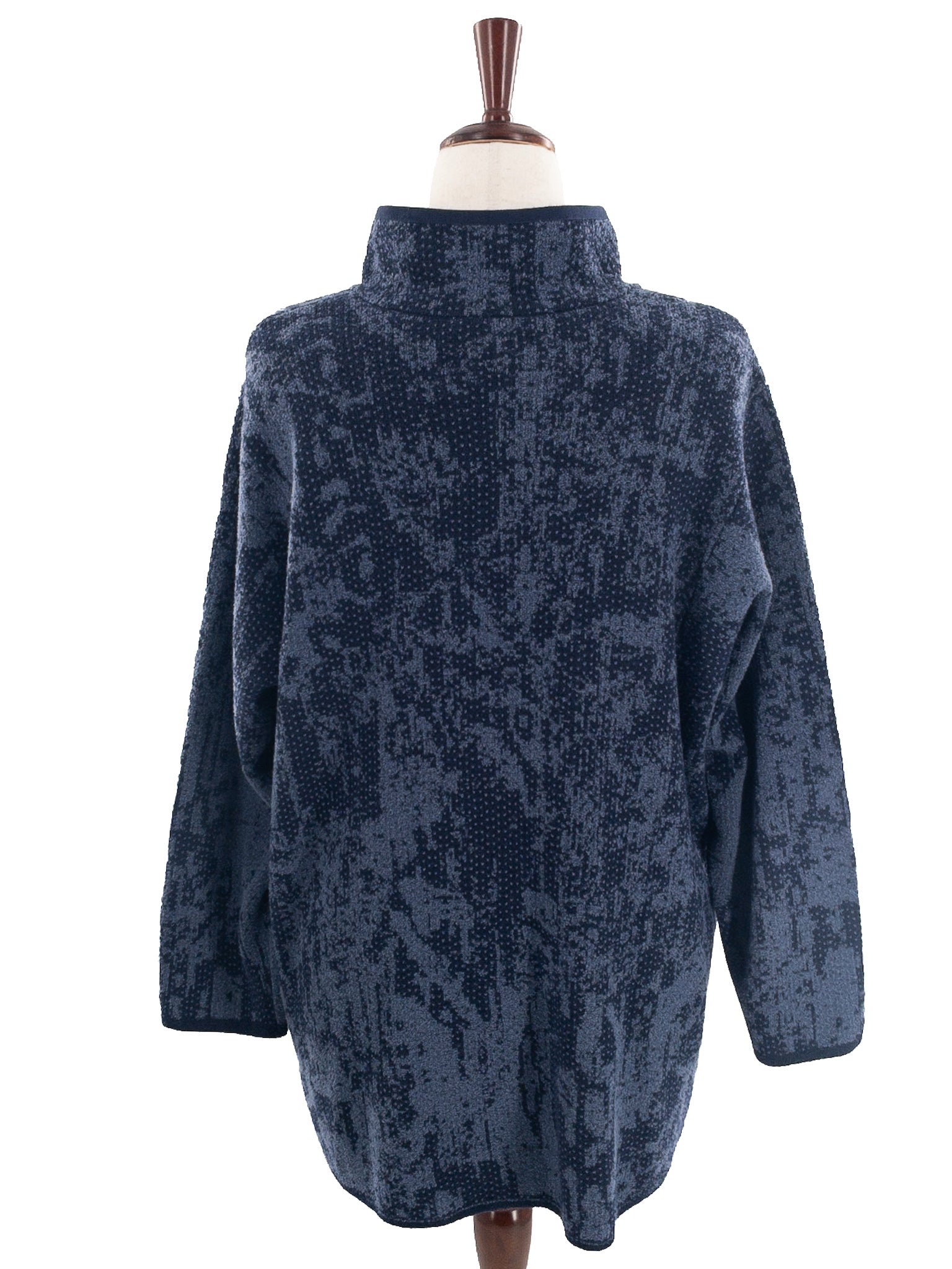J Jill Indigo Navy Print Cotton Blend Size 1X Cardigan