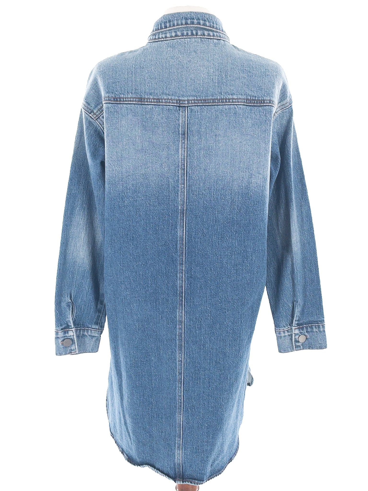 Evereve Blue Washed Denim Long Sleeve Size S Dress