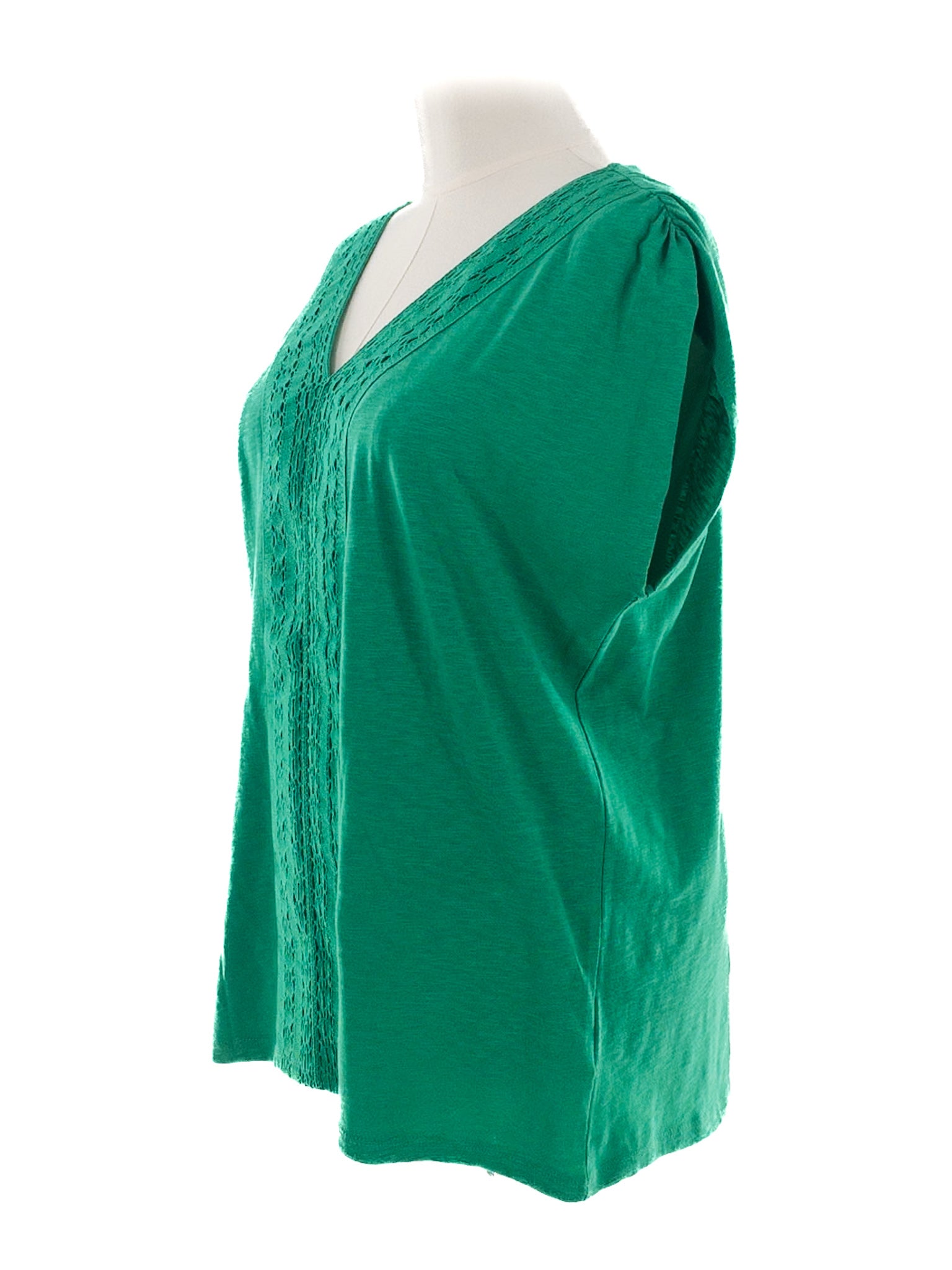 Talbots Green Lace up Cotton Sleeveless Size 1X T Shirt