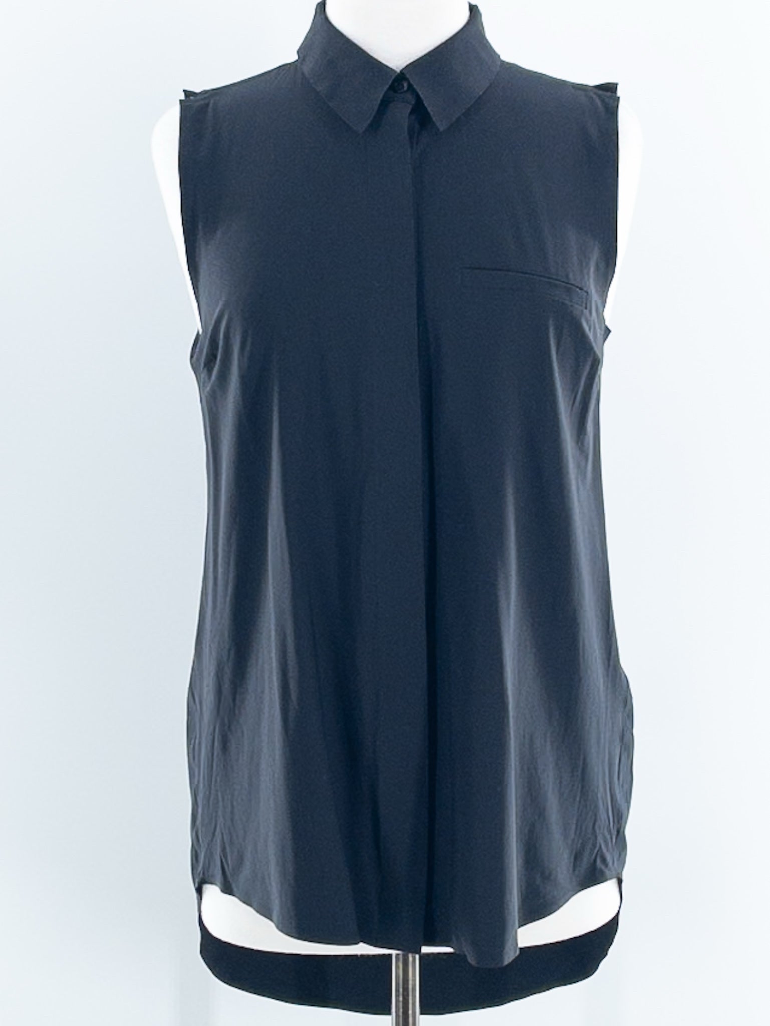Athleta Black Button Nylon Blend Sleeveless Size S Blouse