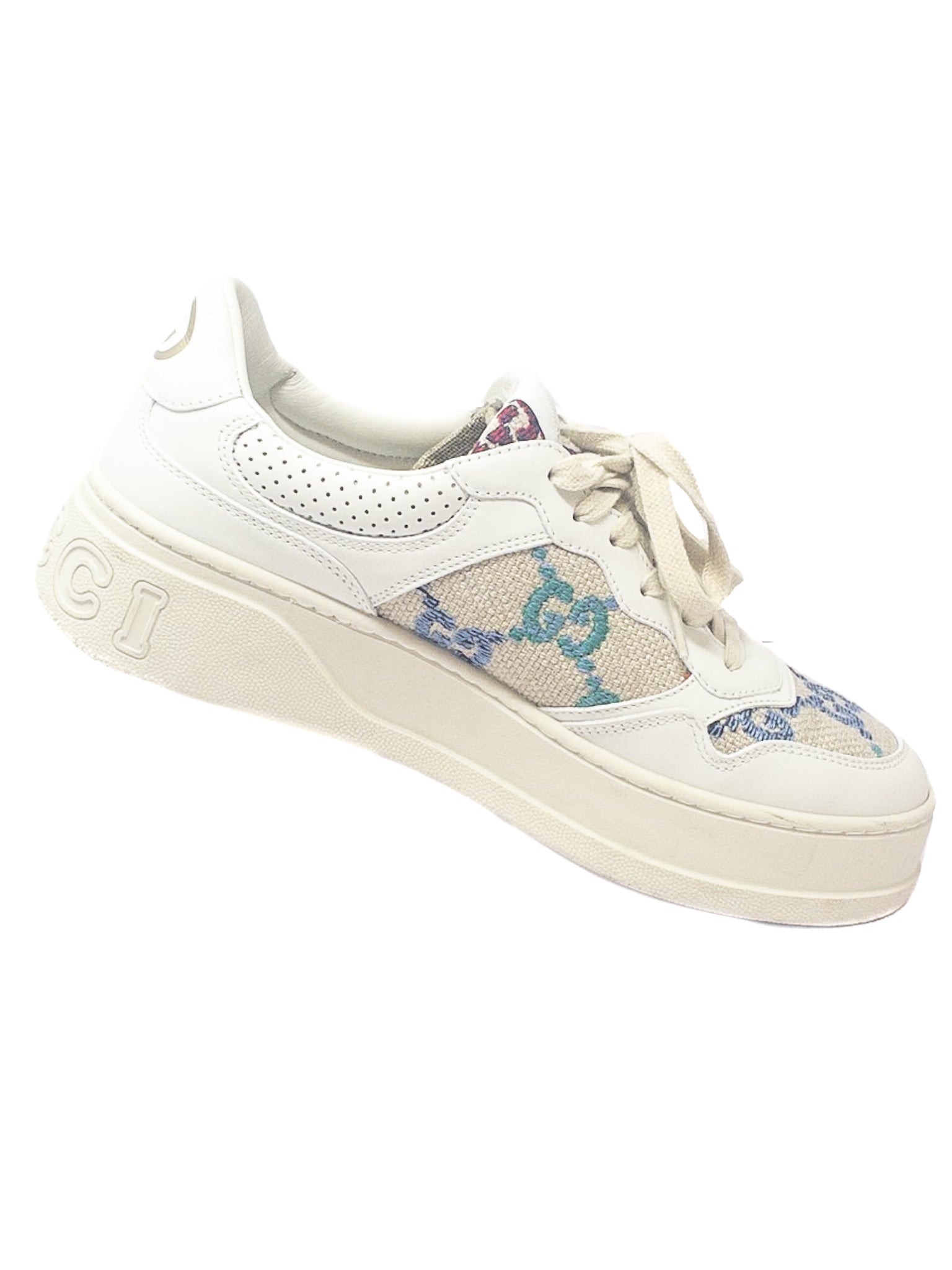 Gucci Ivory Multi Logo Canvas 9.5 Sneakers