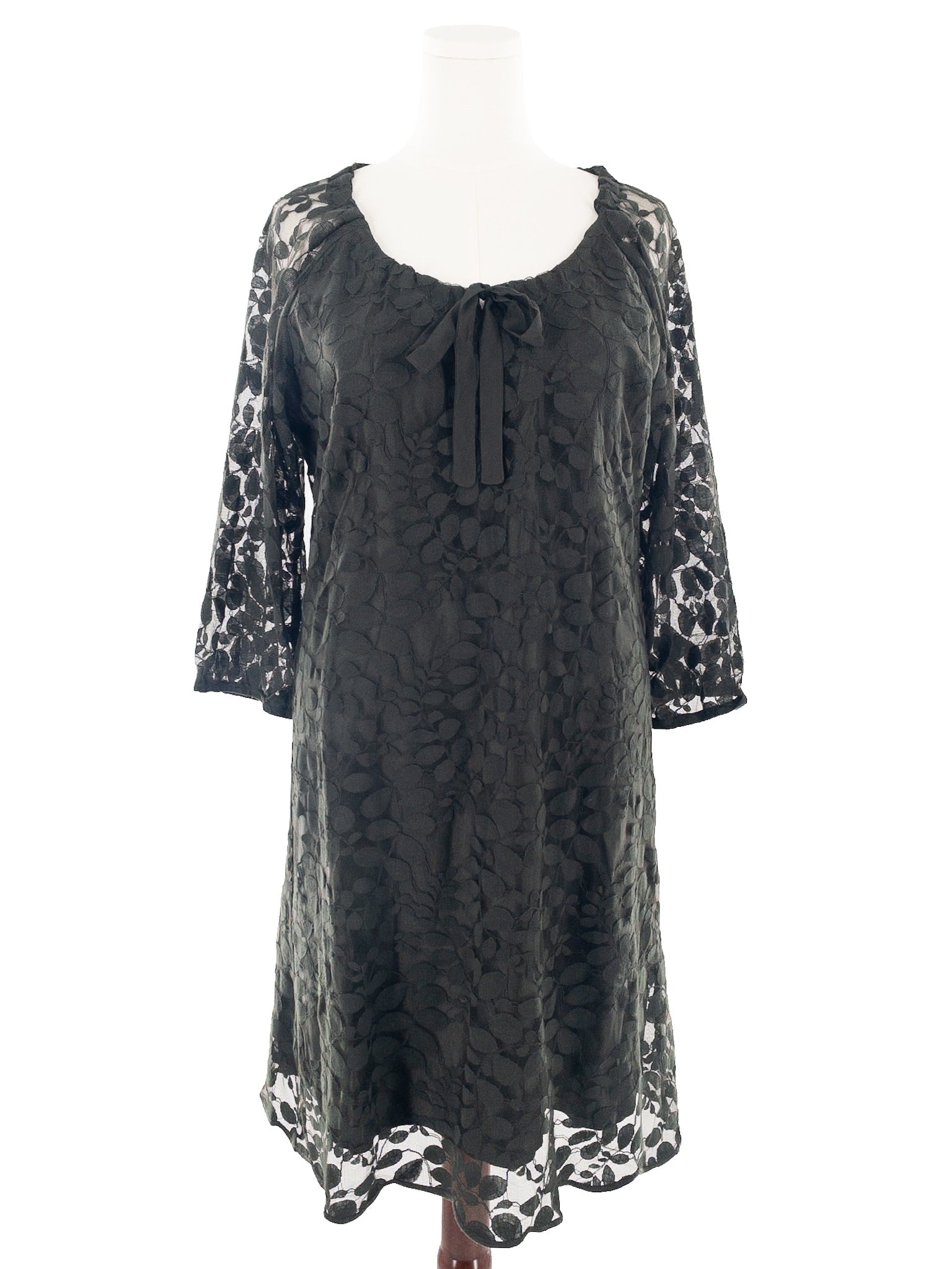 Garnet Hill Forest Green Lace Polyester Blend Long Sleeve Size 16 Dress