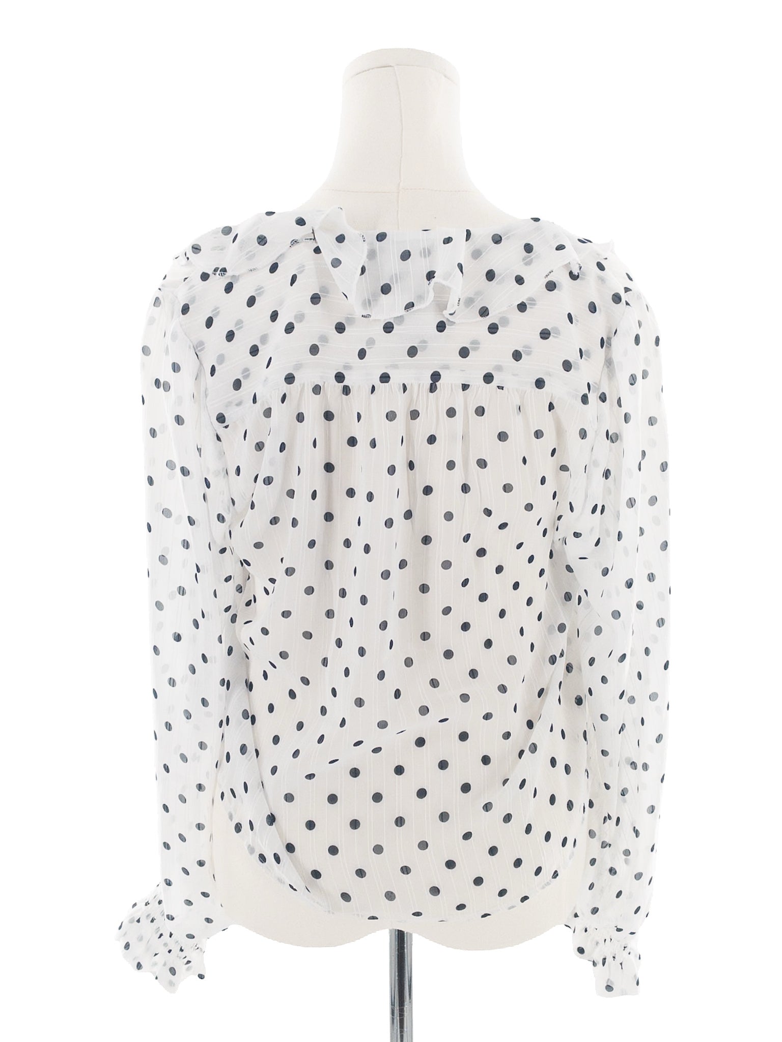 And Now This White Navy Dots Polyester Long Sleeve Size M Blouse