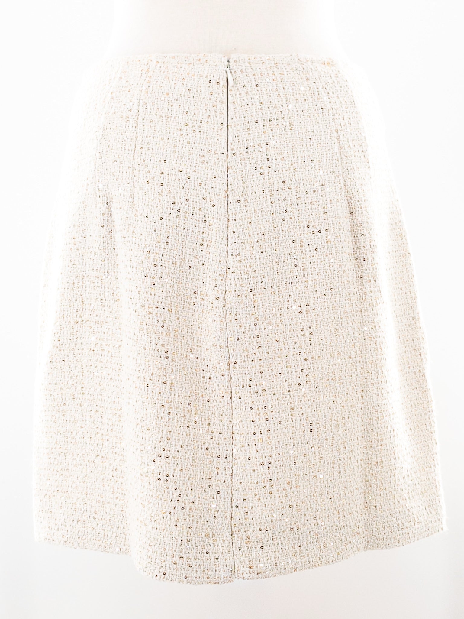 Ann Taylor Cream Gold Metallic Tweed Size 8 Skirt
