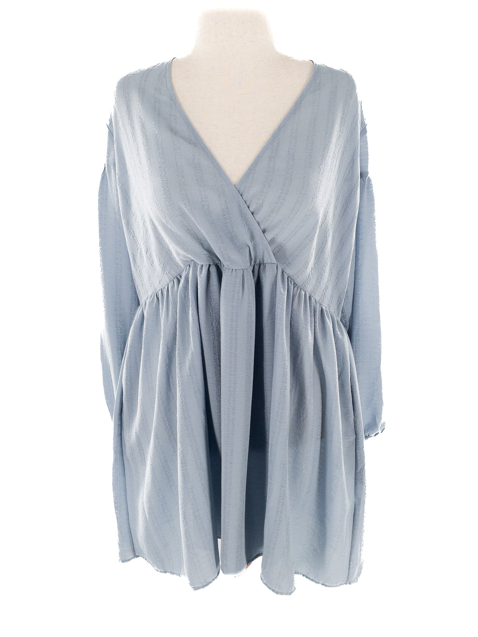 Samsoe Samsoe Light Blue Texture Polyester Long Sleeve Size XL Dress