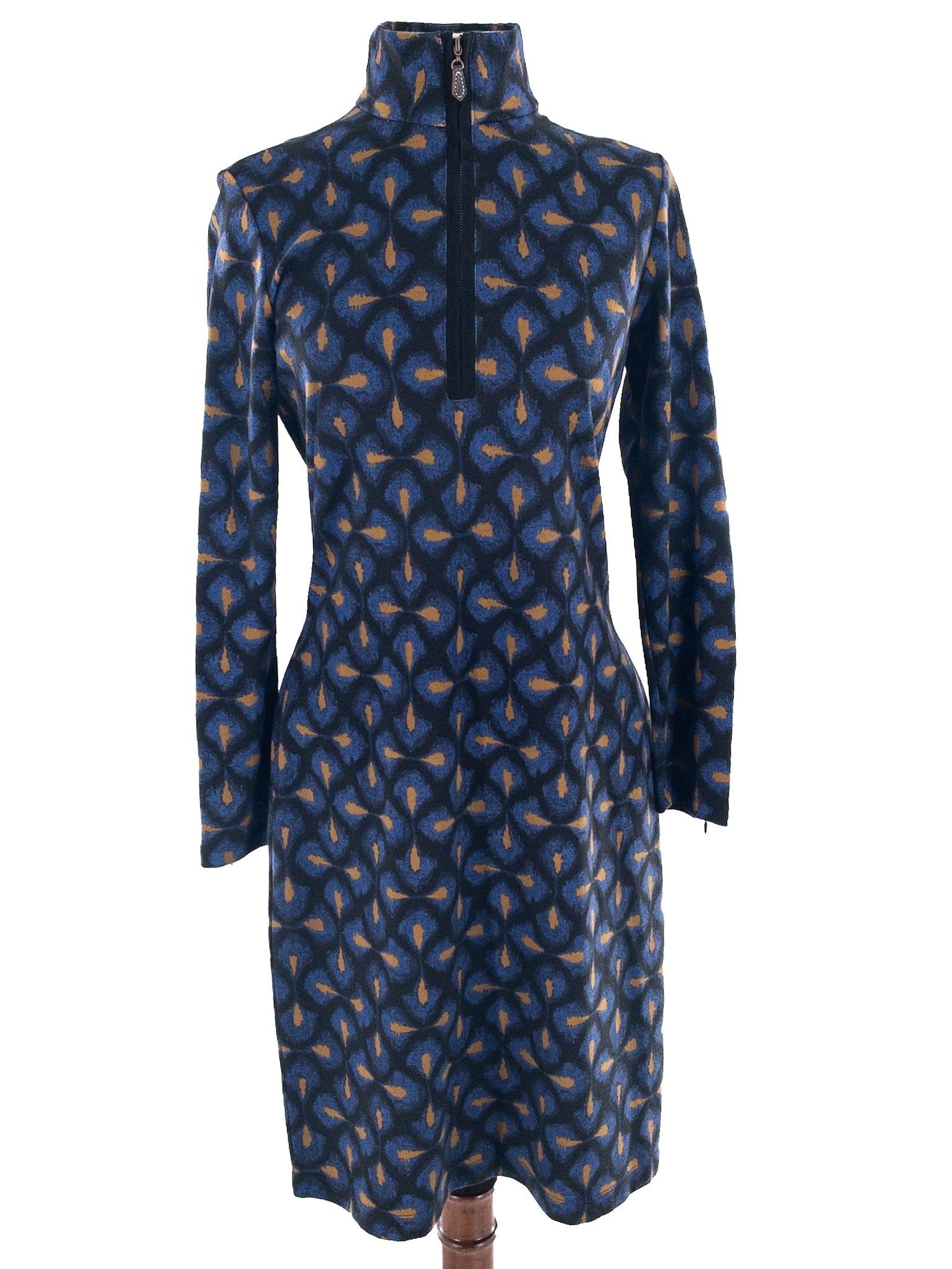 J McLaughlin Blue Multi Print Rayon Blend Long Sleeve Size S Dress