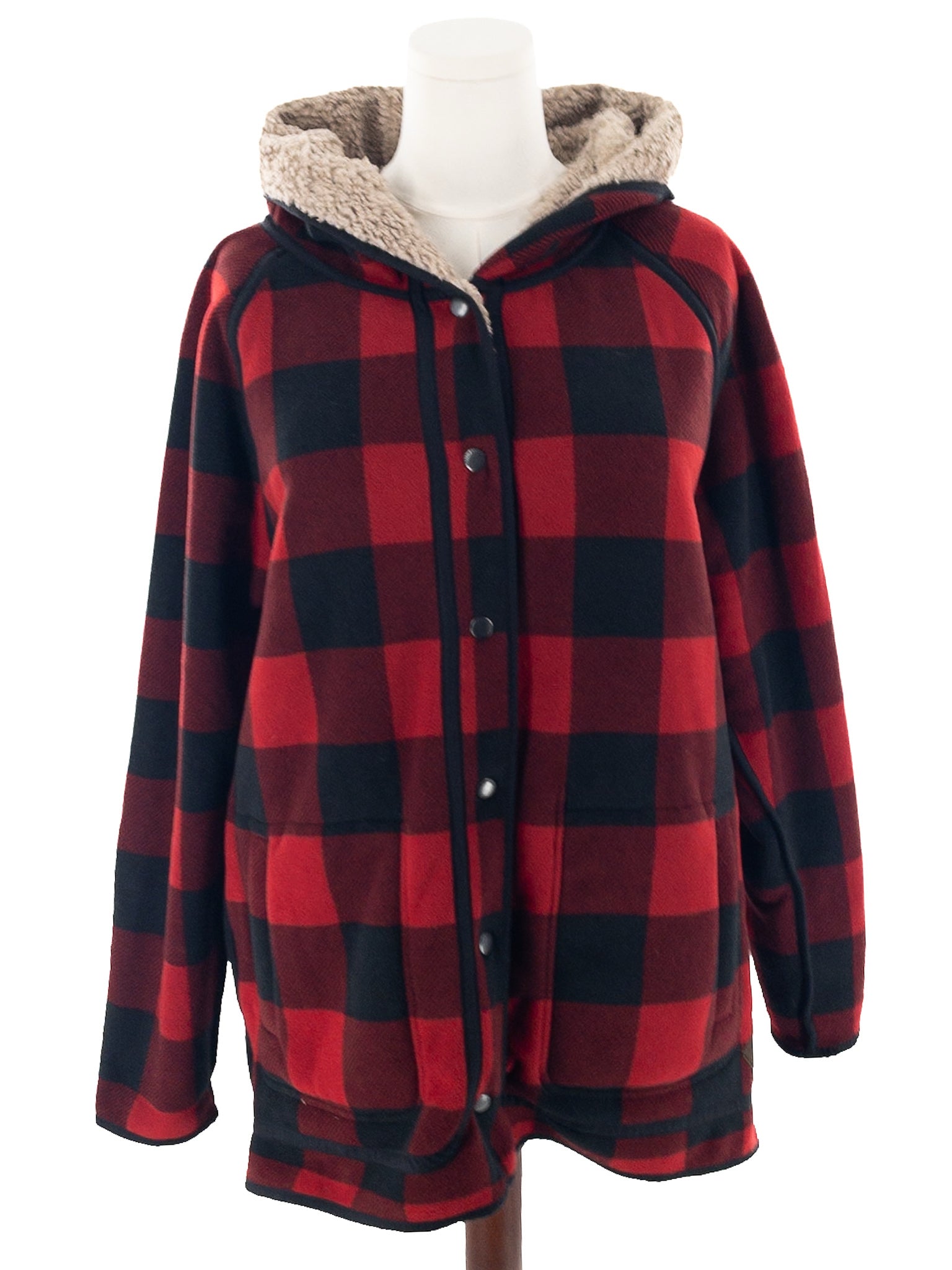 Eddie Bauer Red Black Plaid Polyester Size XL Jacket