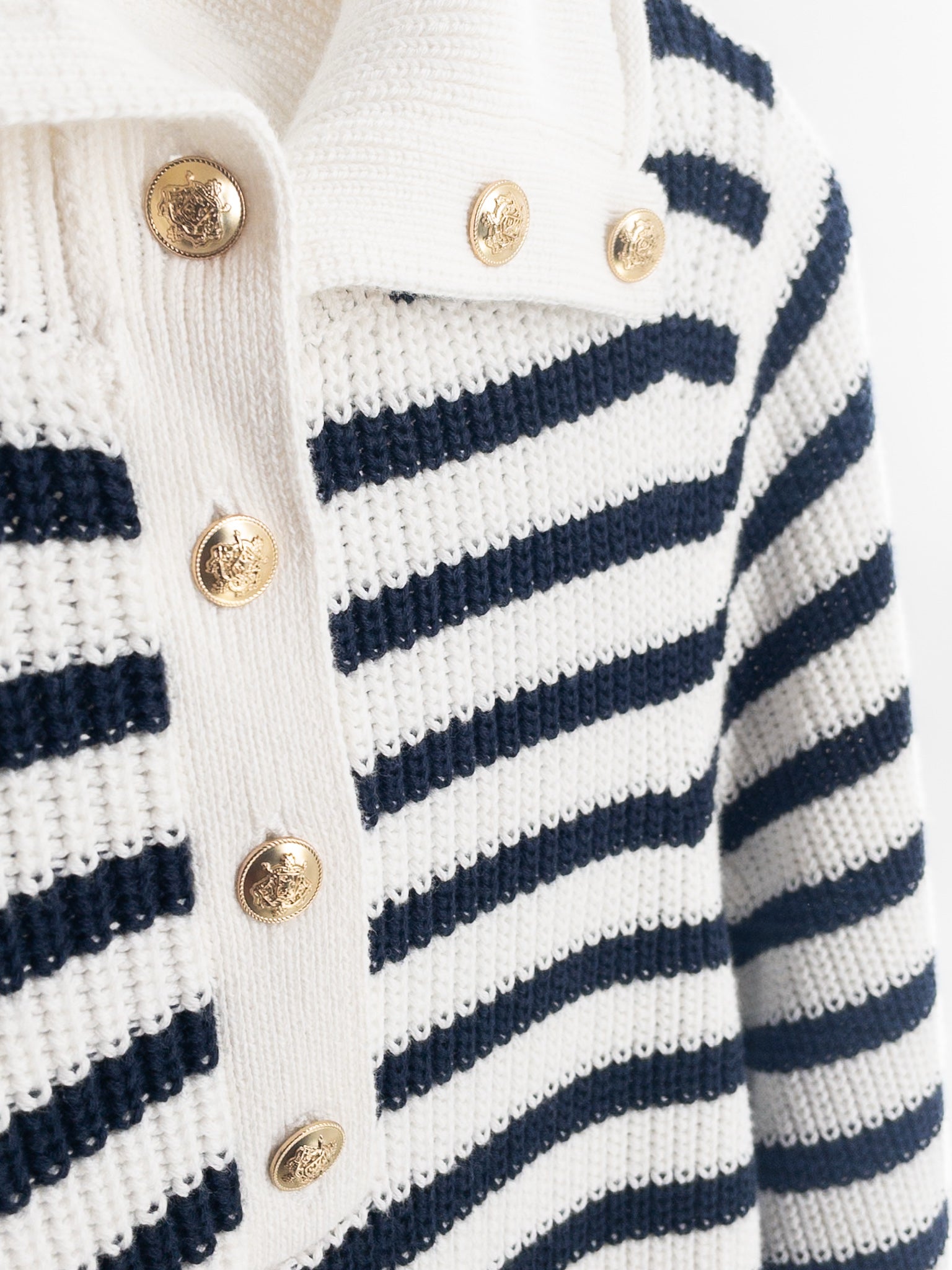 J Crew Ivory Navy Stripe Cotton Size L Sweaters