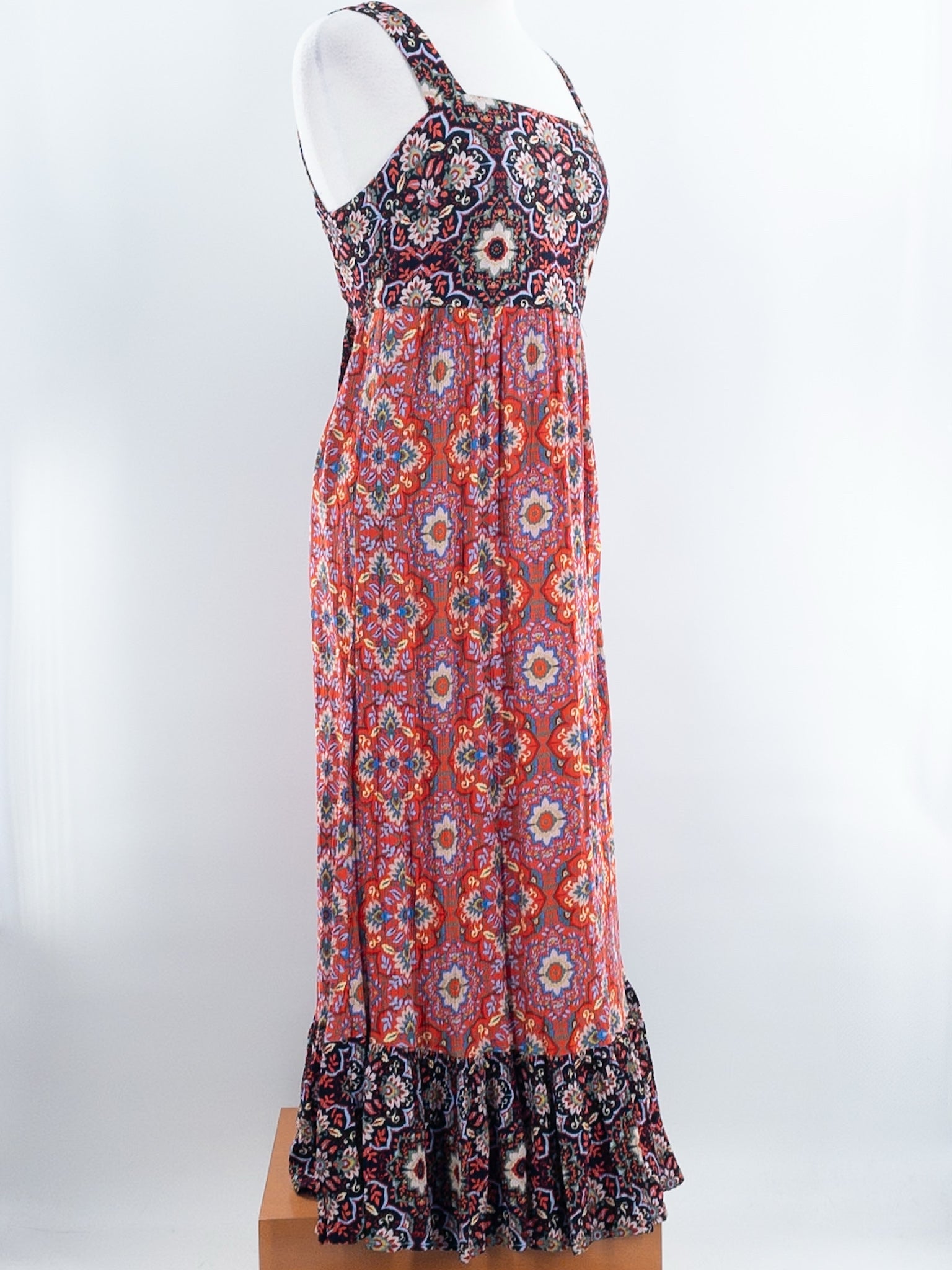 Boden Black Multi Floral Viscose Sleeveless Size 6 Maxi