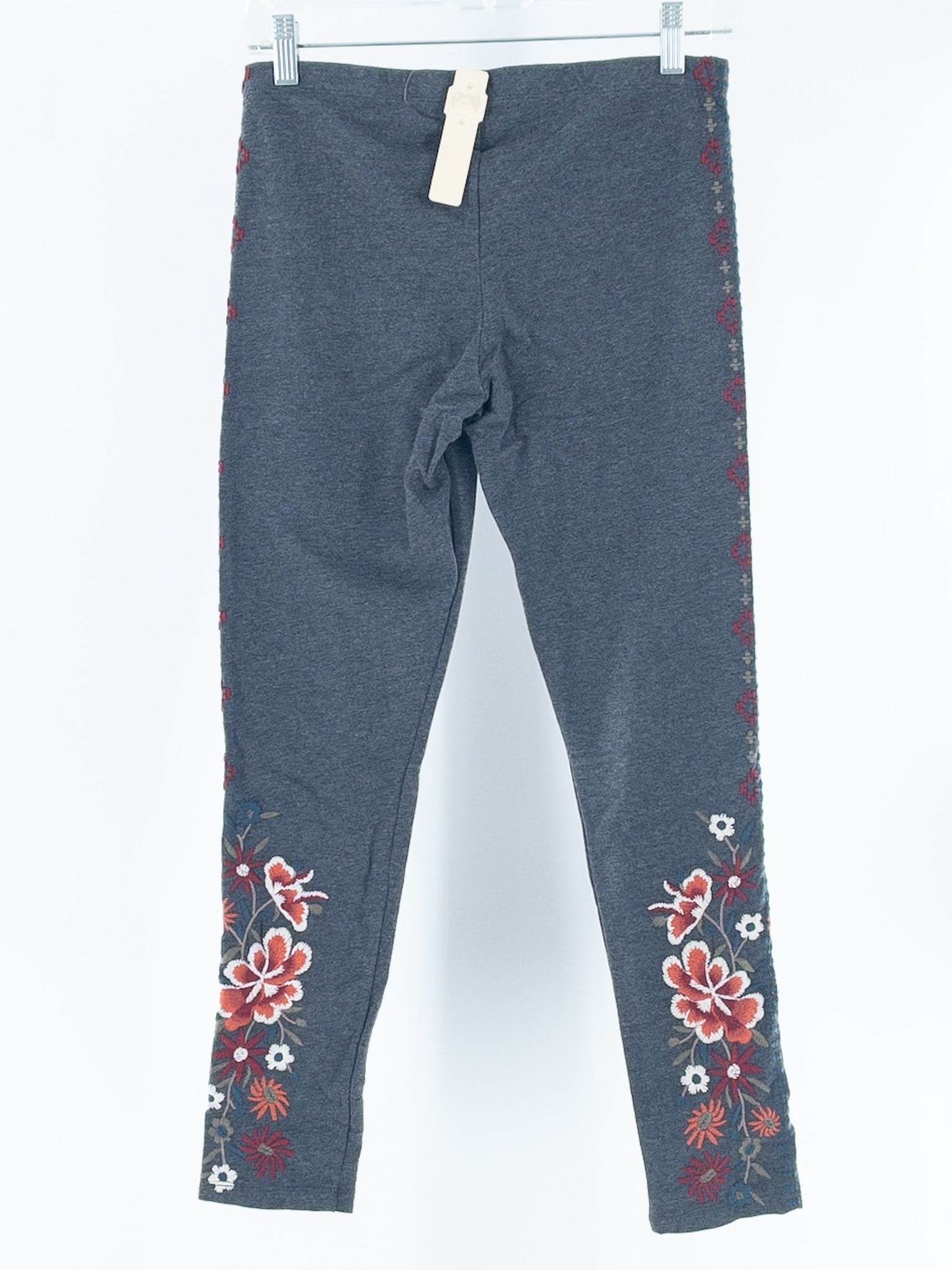 Johnny Was Gray Embroidered Cotton Legging Size S Pants