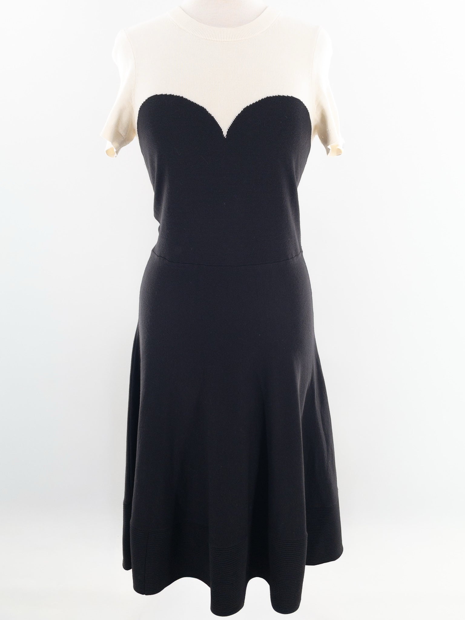 Kate Spade Cream Black Color Block Viscose Blend Short Sleeve Size M Dress