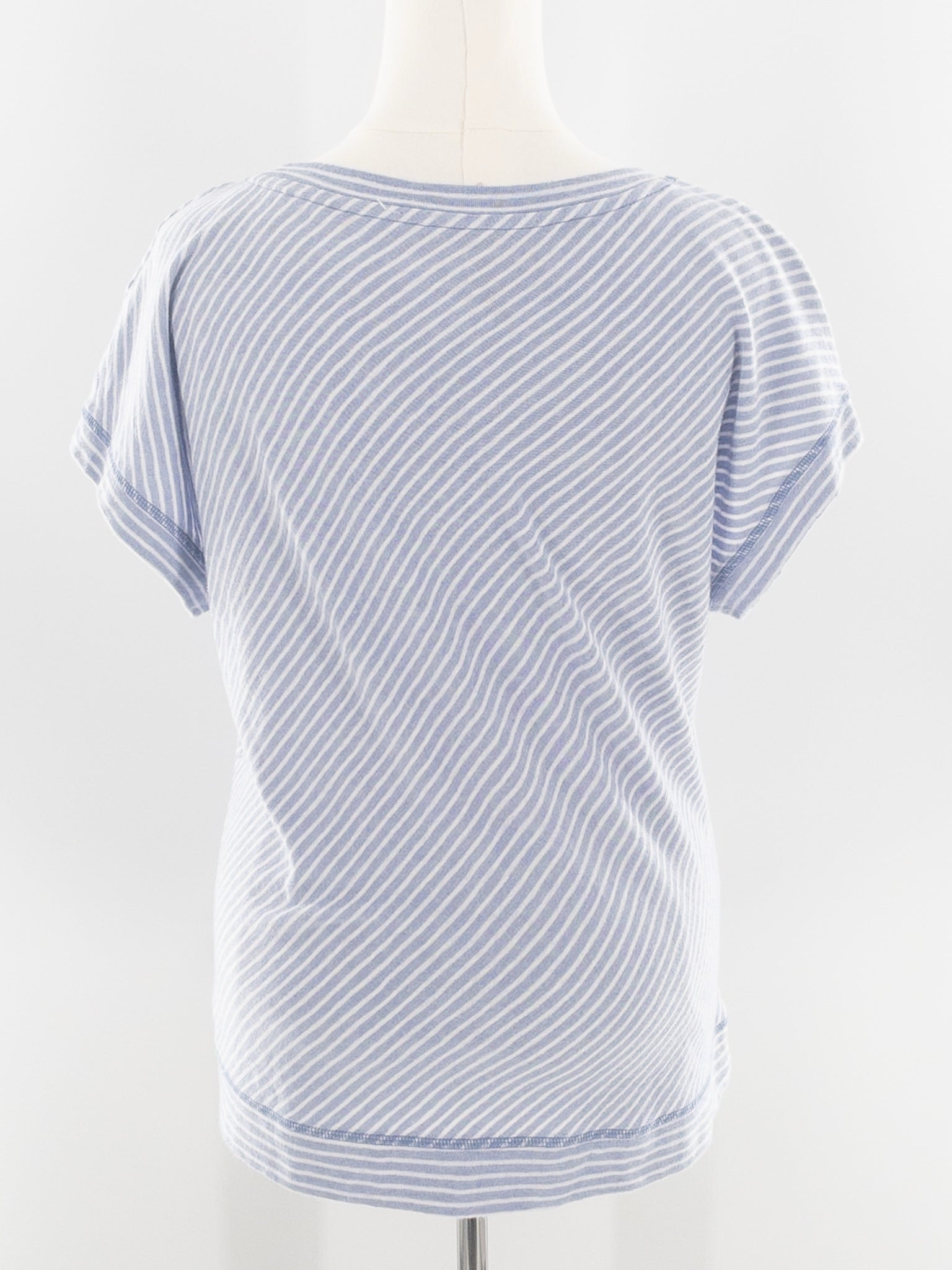 Talbots Light Blue White Stripe Cotton Blend Cap Sleeve Size XLP T Shirt