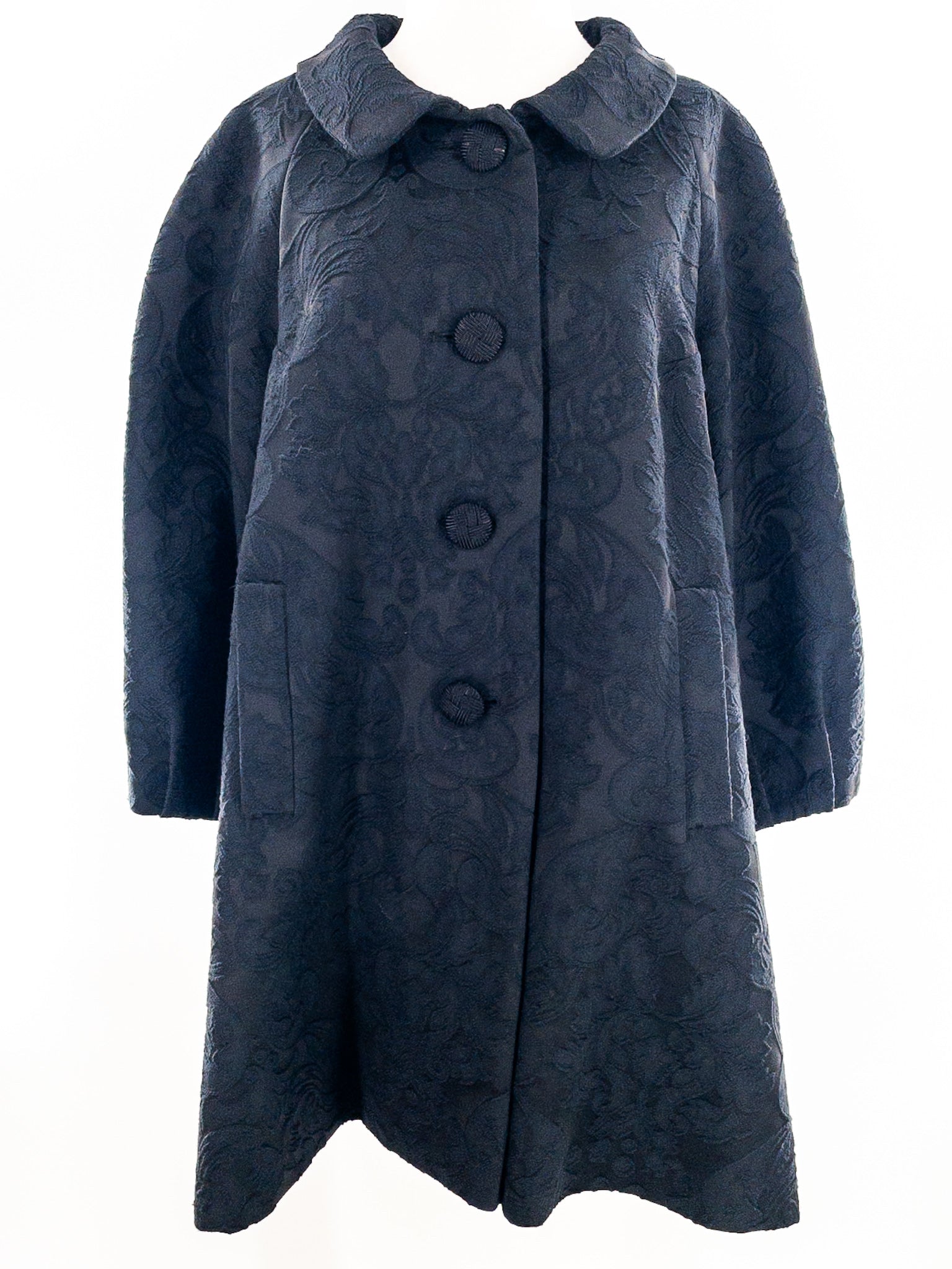 Victor Black Brocade Polyester Blend Size 12 Coat