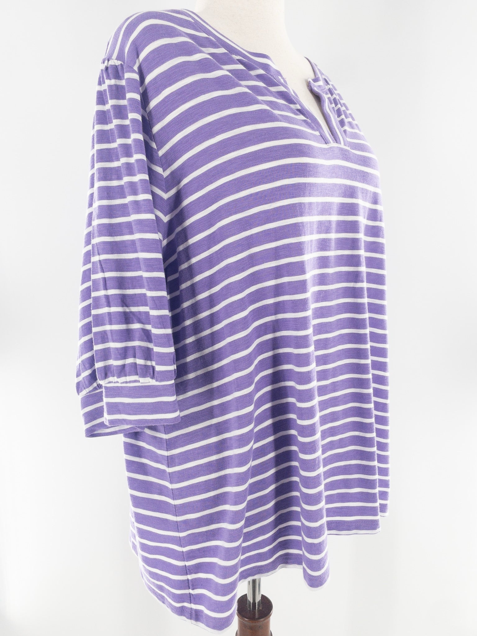 Talbots Lavender White Stripe Cotton Blend Short Sleeve Size 3X T Shirt