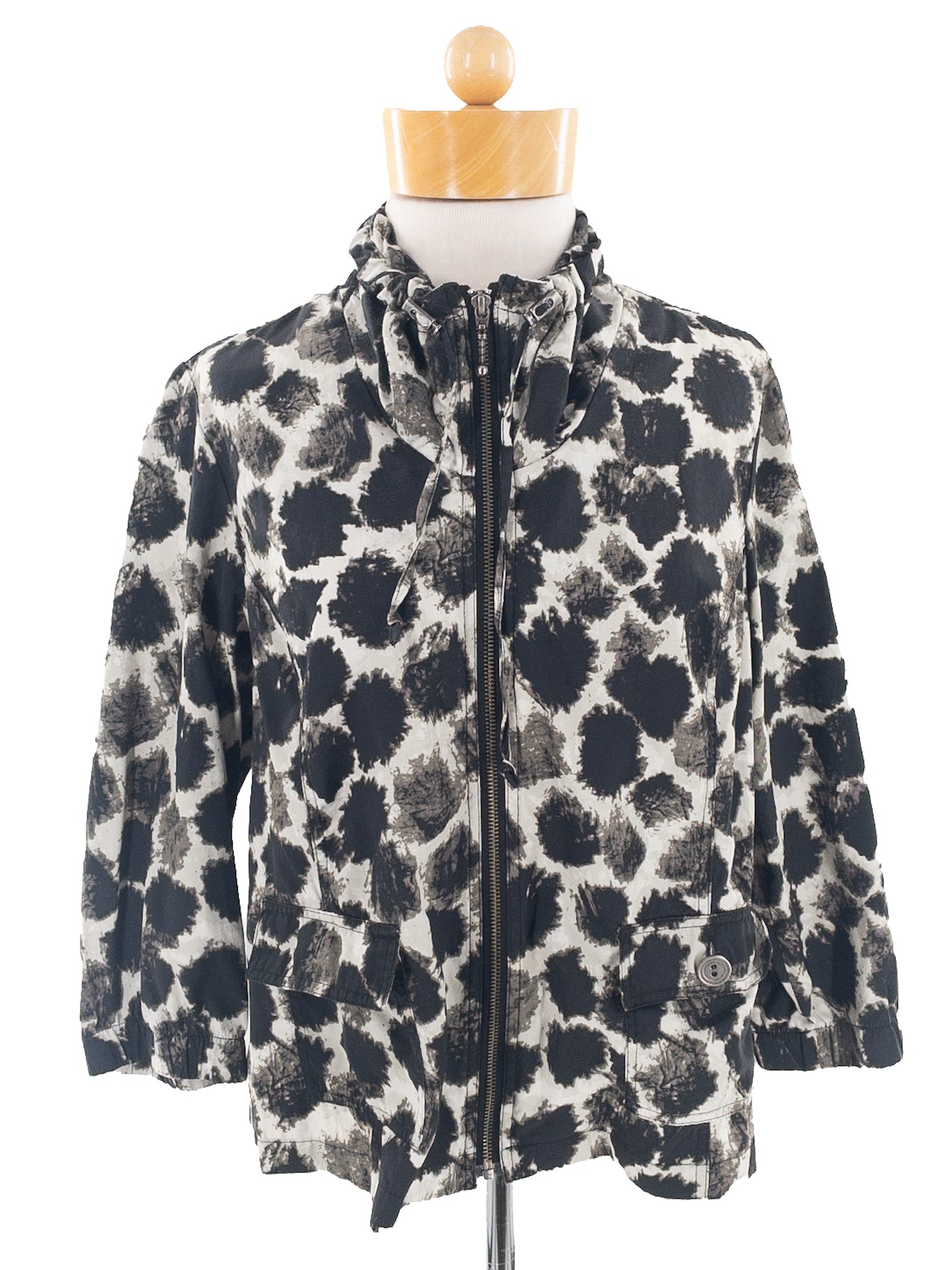 Christopher & Banks Black Cream Splatter Cotton Blend Size M Jacket