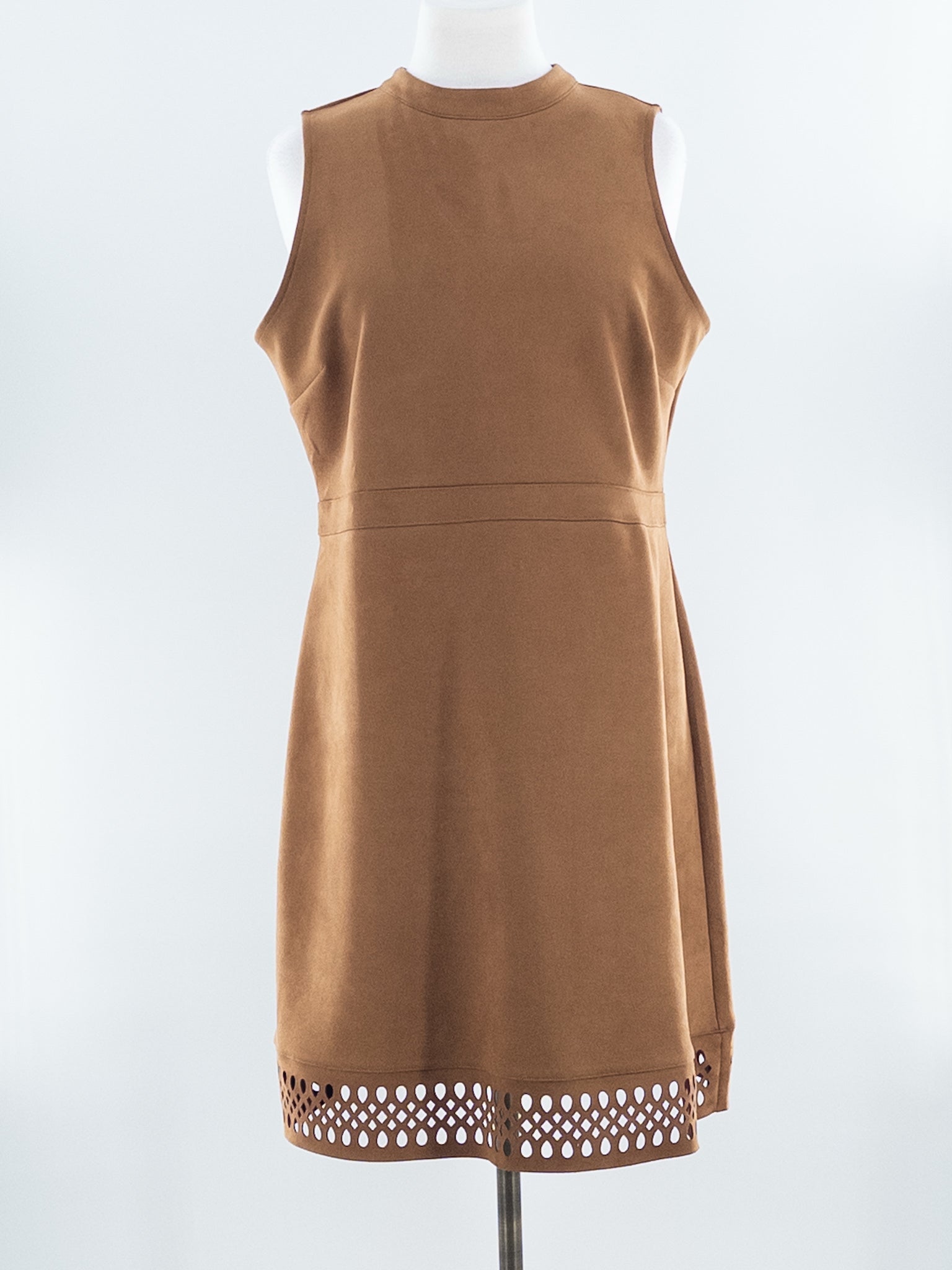 Ann Taylor Cognac Faux Suede Polyester Blend Sleeveless Size 14P Dress