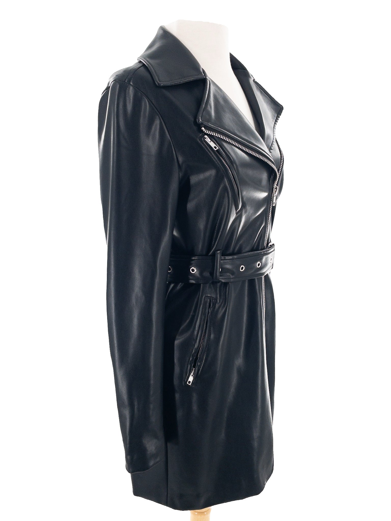 Dolce Cabo Black Moto Faux Leather Size XS Coat