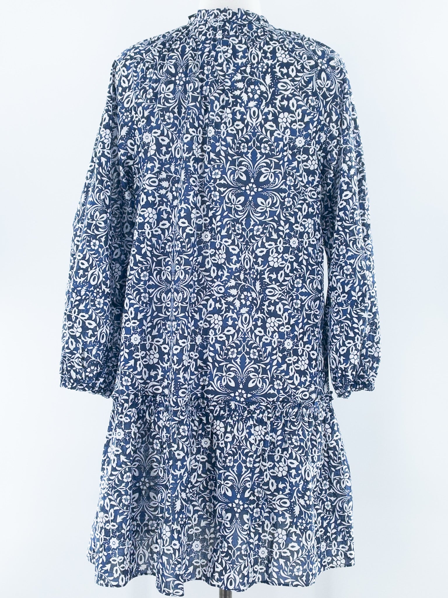 Derek Lam Blue White Floral Cotton Blend Long Sleeve Size 6 Dress