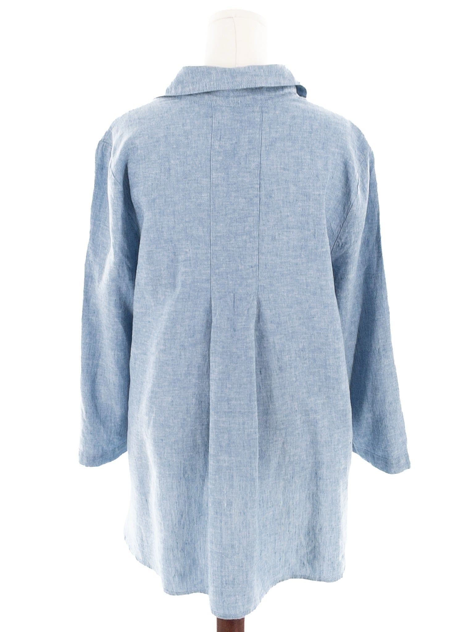 Habitat Light Blue Linen Blend Long Sleeve Size M Blouse