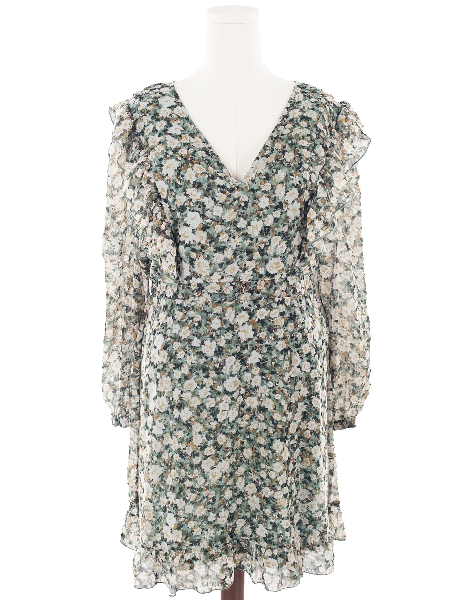 Vero Moda Moss Black Floral Polyester Long Sleeve Size XL Dress